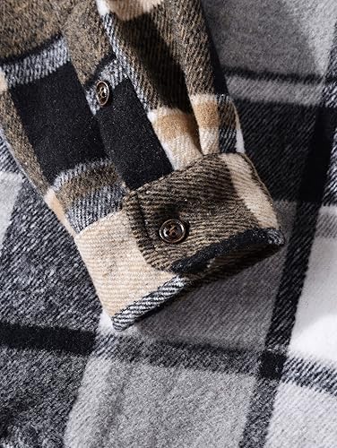 Miniatura 5 de ZAFUL Camisa a cuadros para hombre, mangas largas, camisa clásica de franela con botones, chaqueta, tops