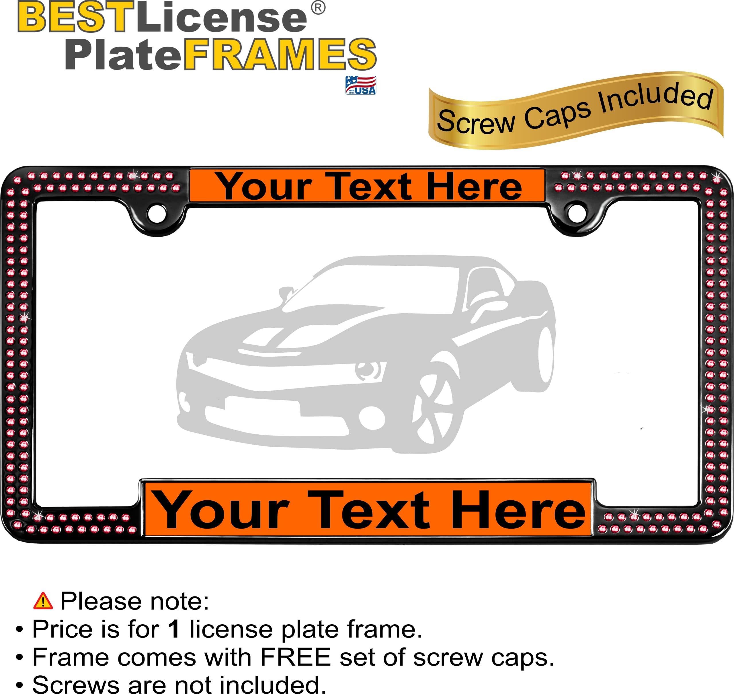 Crystals - Custom Personalized Black Metal Car License Plate Frame with Pink Cr - Picture 118 of 132