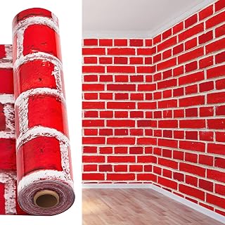 Jecery 54 Inch x 100 ft Red Brick Wall Backdrop Tablecloth Roll Platform Station Party Backdrop Door Curtains Wizard Photography Supplies for Halloween Party Christmas Wall Decoration