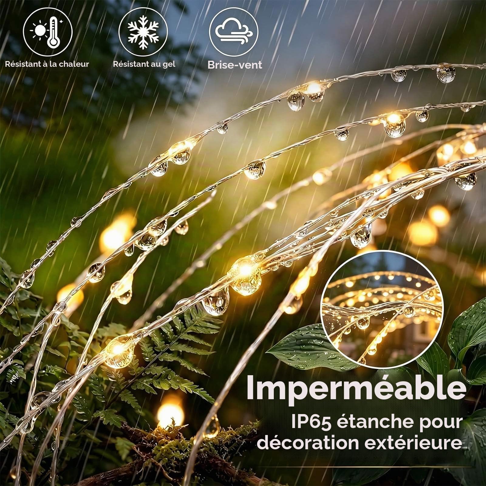 Joycome Lampe Solaire Exterieur 4 Pièces 120 LED Feux d'artifice Solaires | 8 Modes Lumière Solaires Extérieure IP65 Étanche pour Jardin Balcon Allée Terrasse Patio Cours Décoration(Blanc Chaud)