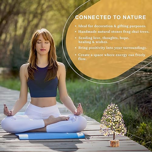 Miniatura 5 de Árbol de la vida con piedras preciosas de amatista y citrino, árbol de cristal para energía positiva, piedras curativas, decoración de Feng Shui,