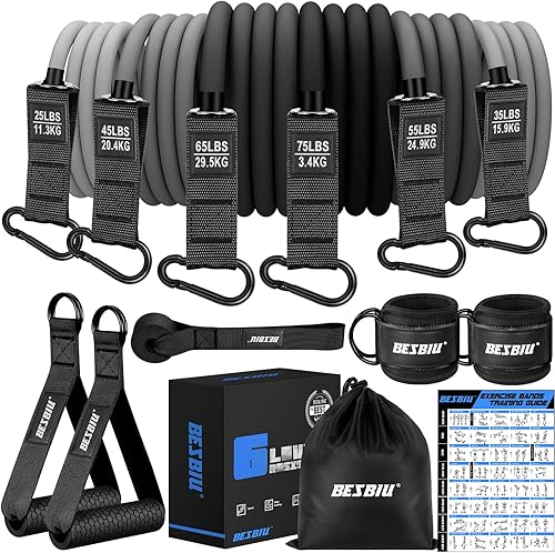 Heavy Resistance Bands for Working Out, 300lbs/360lb/420lb Exercise Bands Workout Bands with Handles, Door Anchor, Ankle Straps, Home Gym Workout