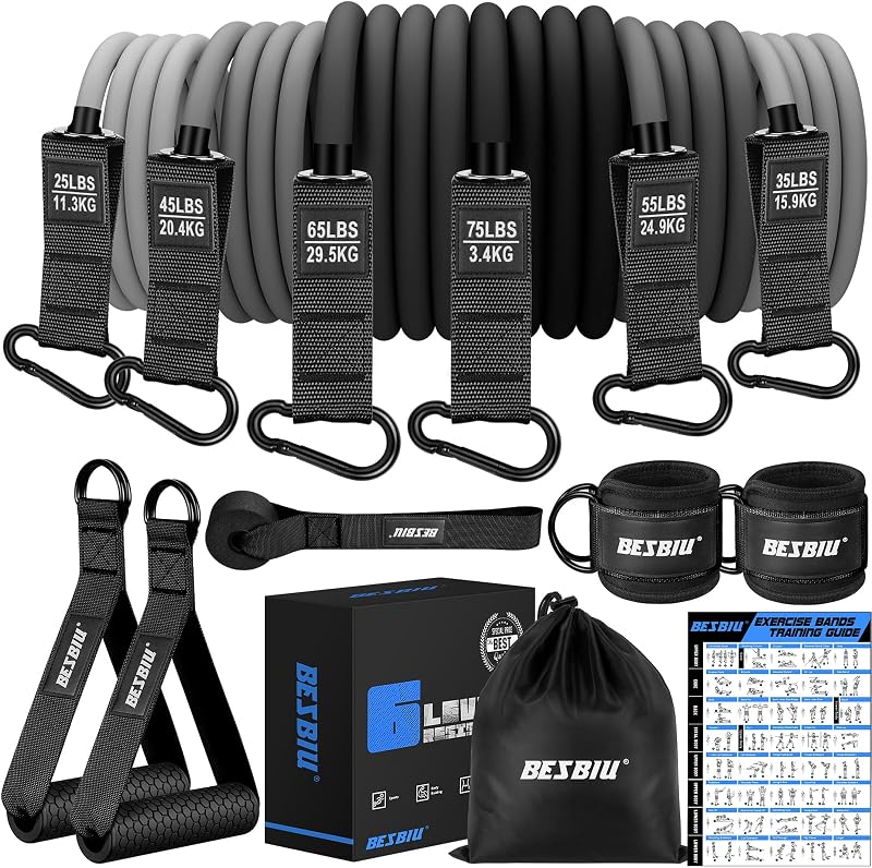 Bandas de resistencia pesada para hacer ejercicio, 300 libras/360 libras/420 libras bandas de ejercicio con asas, anclaje de puerta, correas de tobillo, equipo de entrenamiento de gimnasio en casa para hombres entrenamiento de fuerza fitness estiramiento