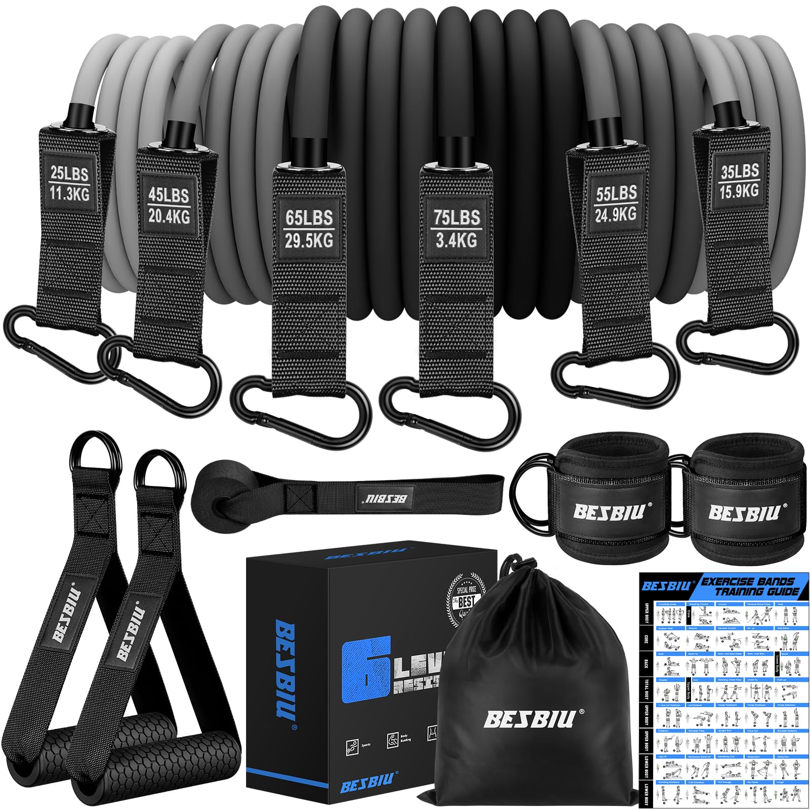 BesBiu 300lb 6-Band Set