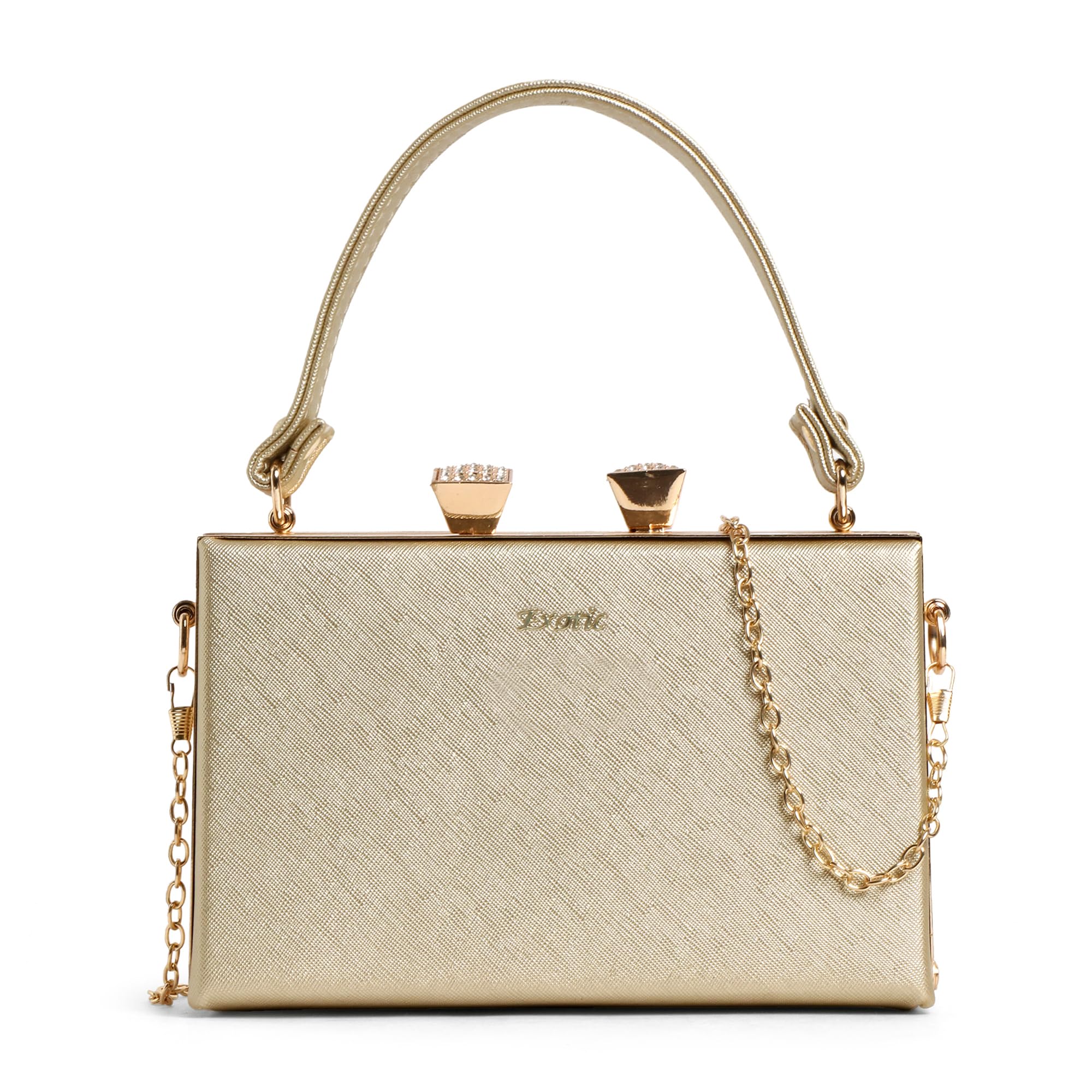 Premium® Bridal Clutch Luxurious Box-Style Gold Frame Desing-image-12