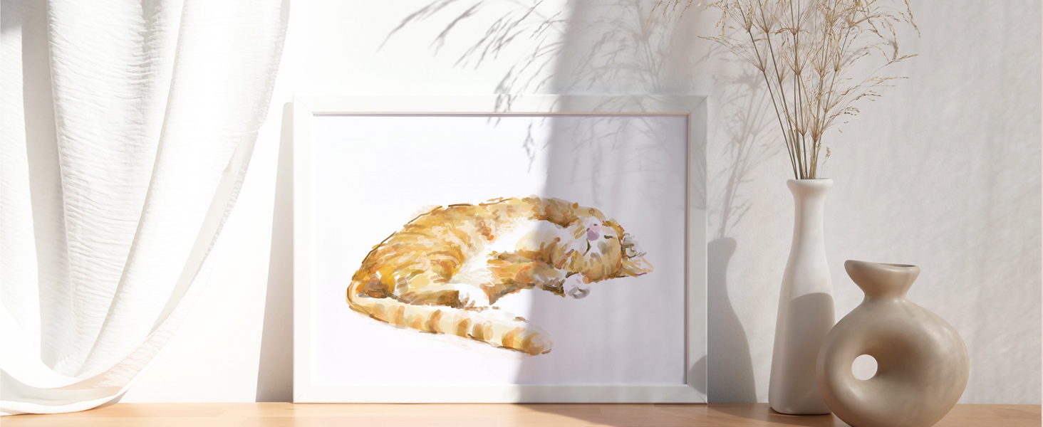 Triple Studio Orange Tabby Ginger Cat Art Print, Original