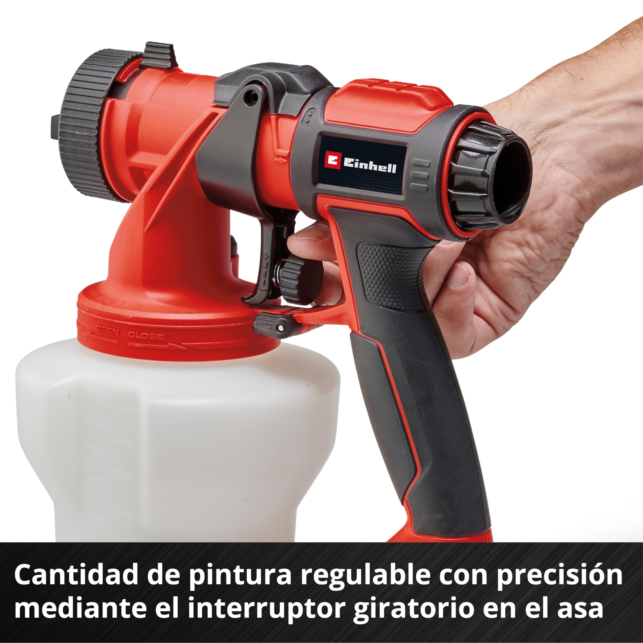 Einhell Sistema de pulverización de pintura a batería TE-SY 18/90 Li-Solo Power X-Change (18 V, 1000 ml/min capacidad de flujo, contenedor de 1200 ml, cantidad ajustable de aire/pintura, incluye