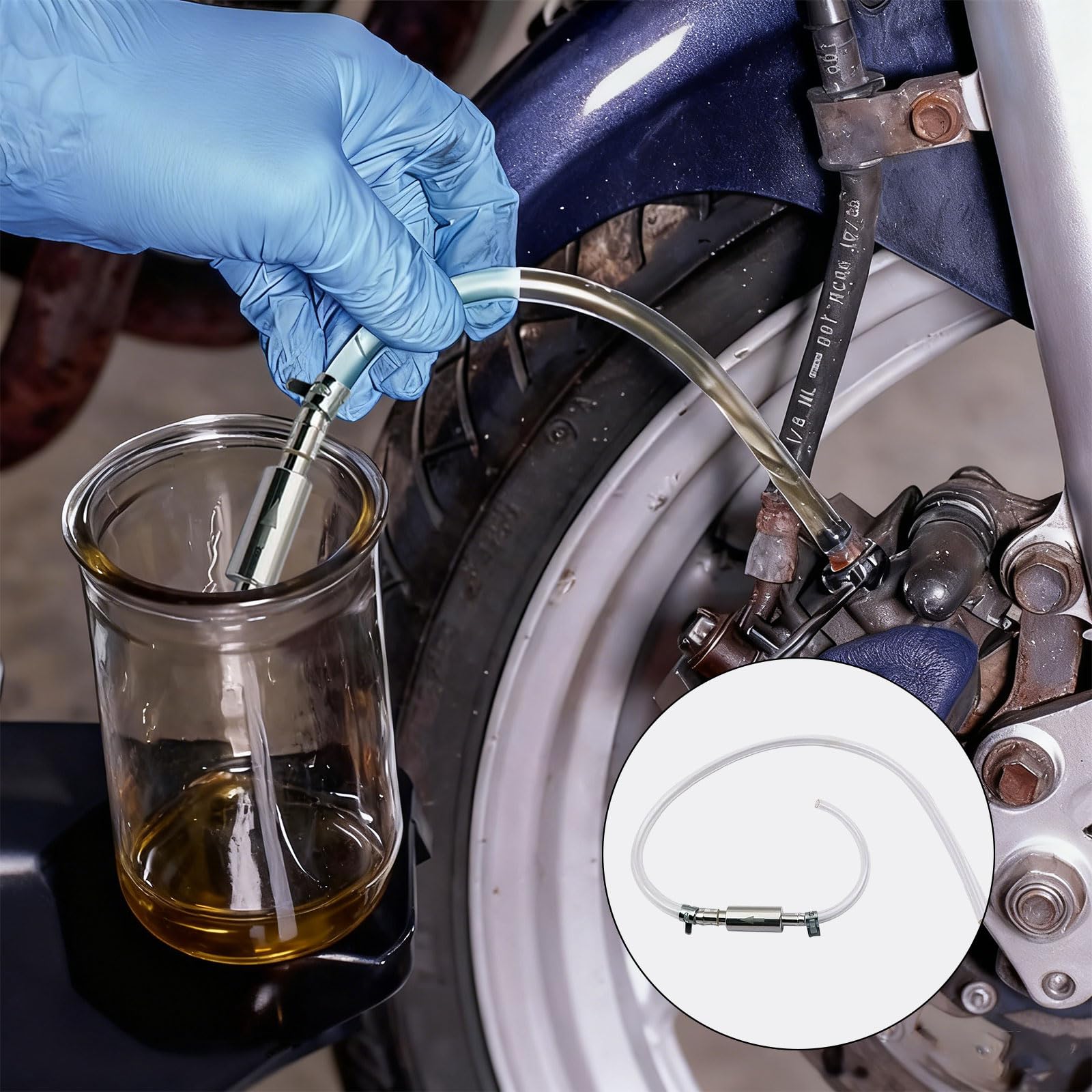 Spurgo Freno Idraulico Moto, Tubo ai Spurgo Frizione con Valvola Unidirezionale, Tubo Freni Strumento per Moto e Auto