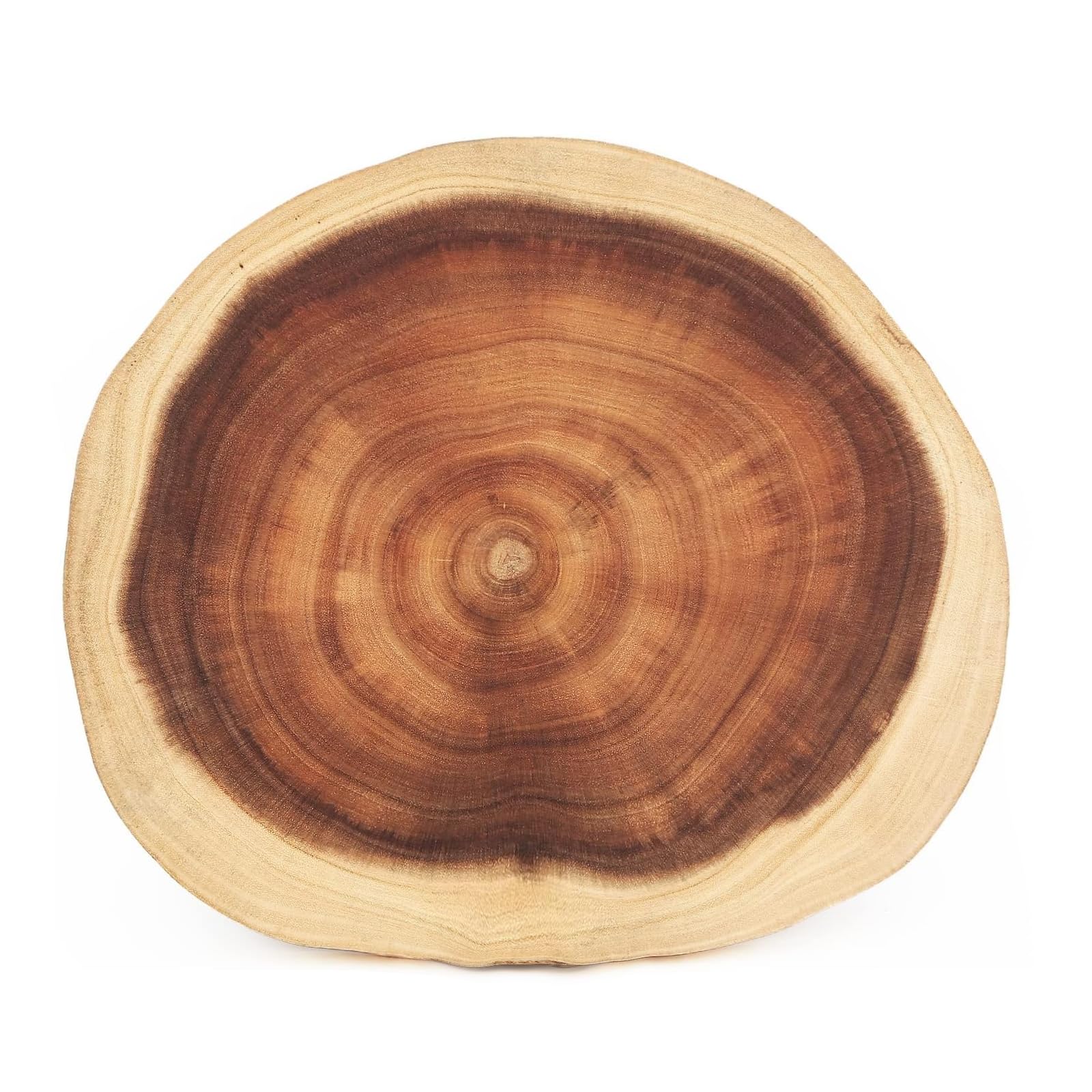 BIEROFARO Round Chopping Board Acacia Wood Natural Wooden Charcuterie Board, Wooden Cutting Board, Reversible Serve Board with Unique Wood Grain Pattern for Kitchen, Meat, Cheese