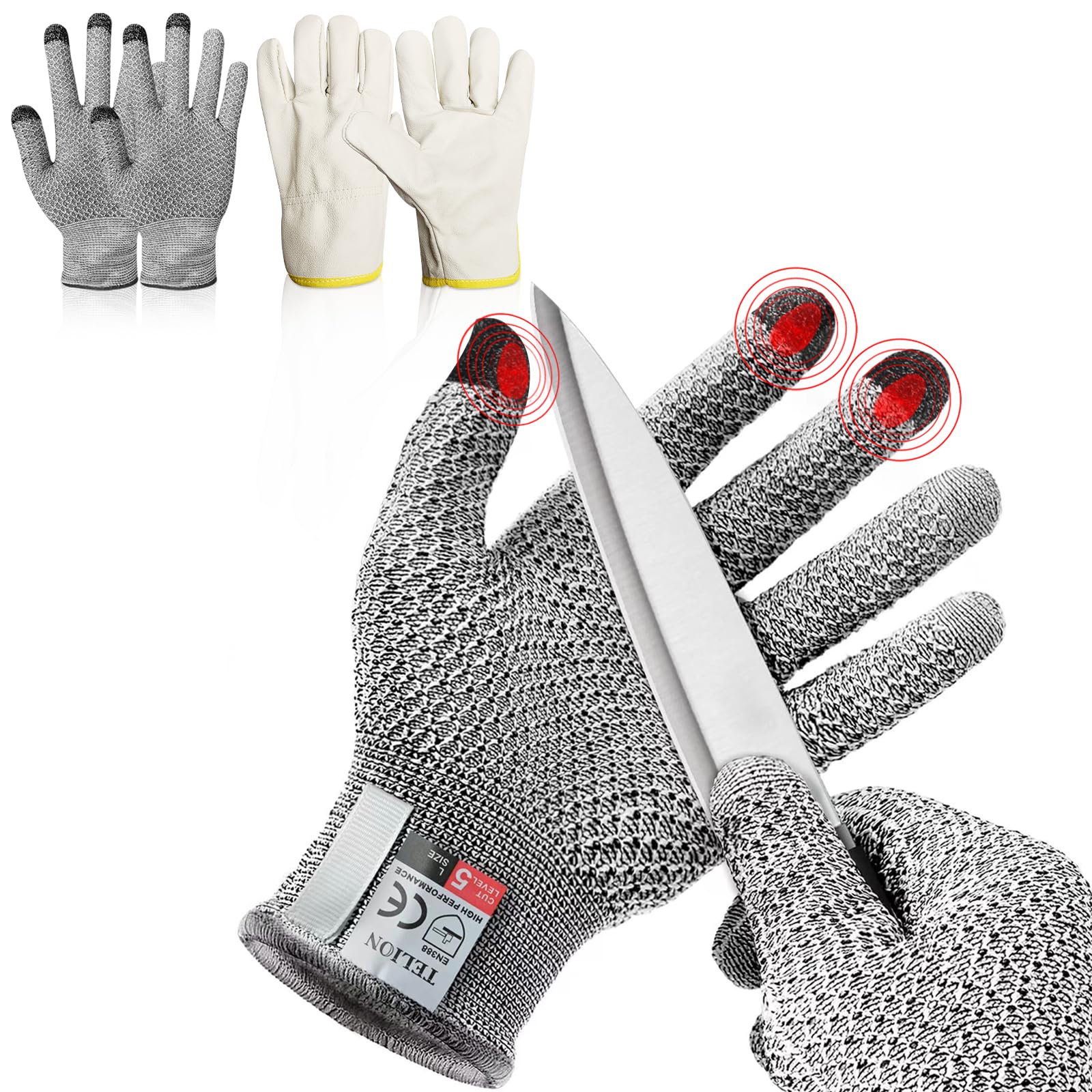 YUDANSI Safety Work Gloves, Cut Resistant Gloves And Leather Garden Gloves