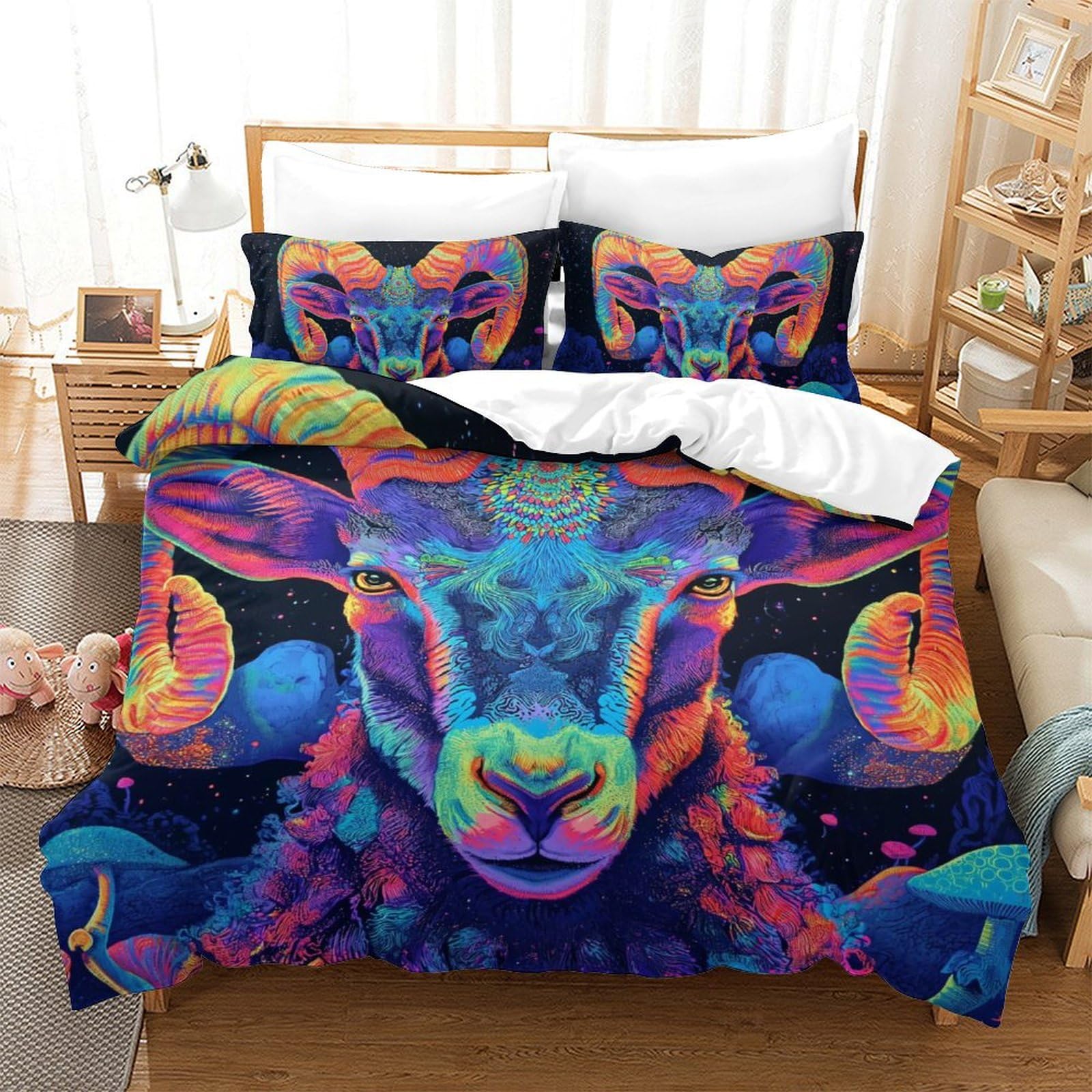 Housse de couette chèvre 3D microfibre respirante pour éliminer la chaleur nocturne