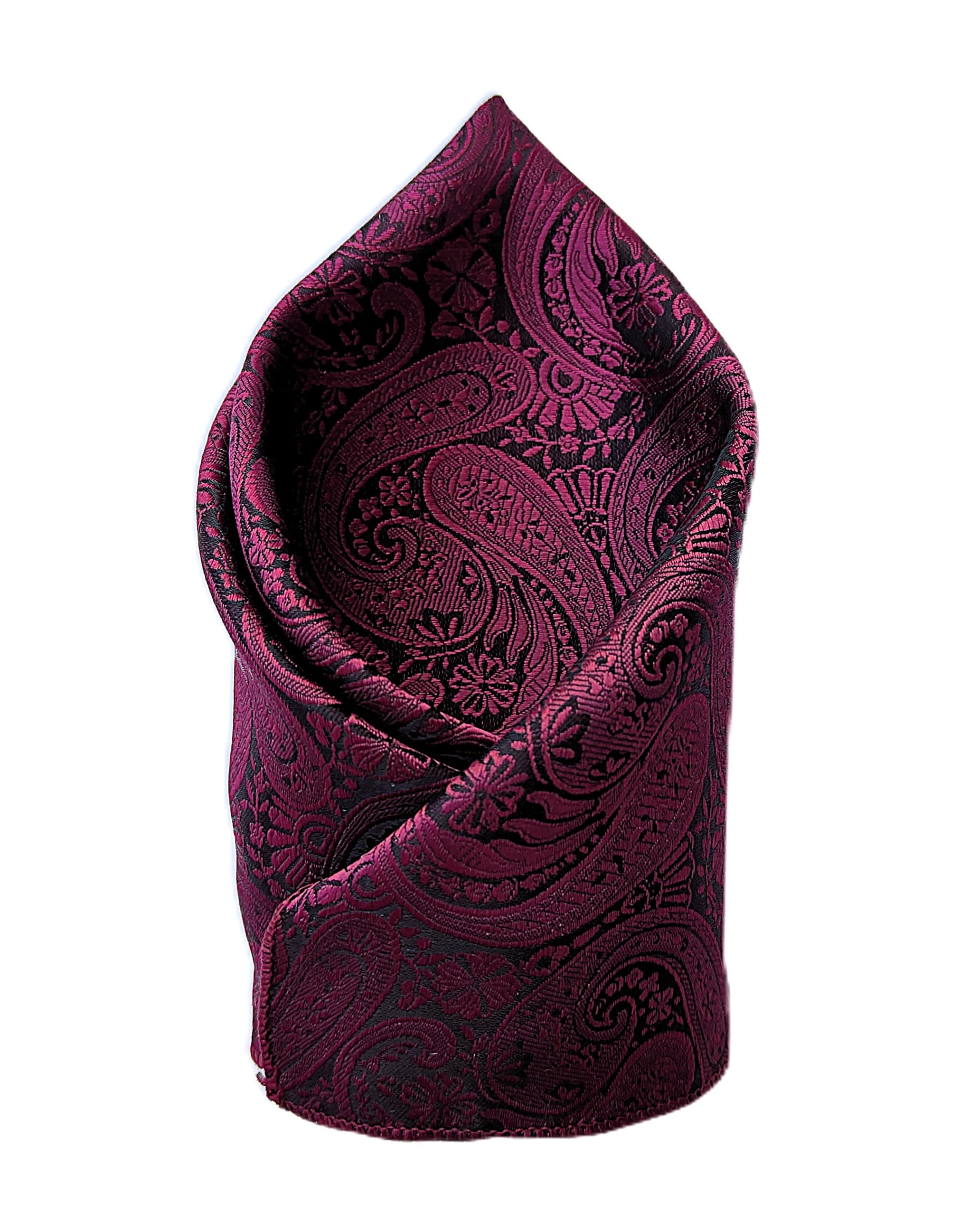 voici France Men's Designer Pocket Square Paisley Satin Microfiber Free Size (Wine)-picture-40