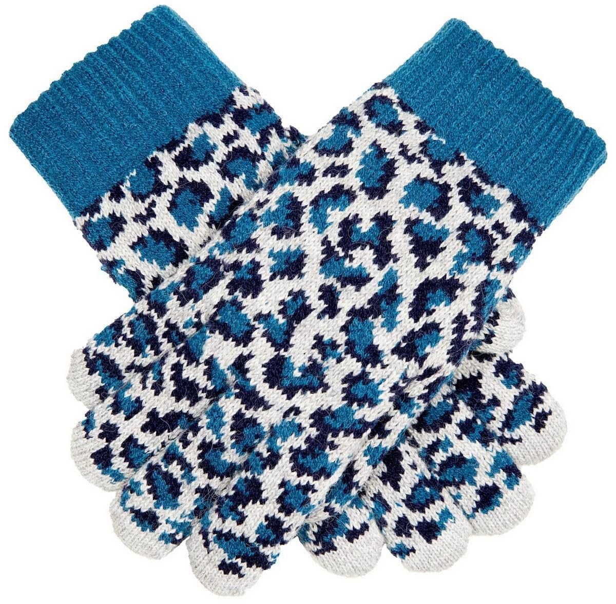 Dents Women's Navy Animal Print Gloves