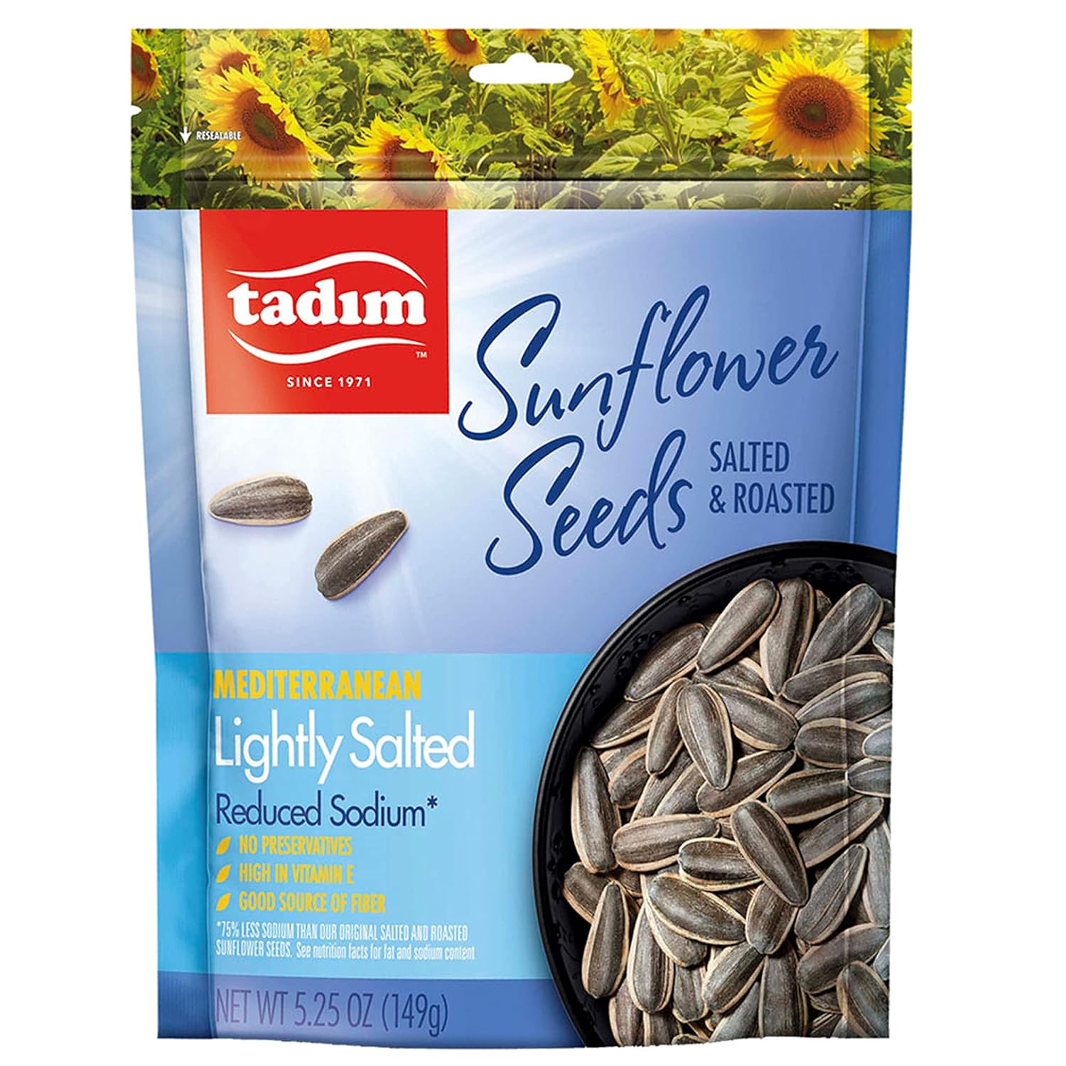 Tadim Mediterranean Black Sunflower Seeds Lightly Salted, 6 Pack (5.25 Ounce Each), Keto Friendly, NON GMO, Vegan