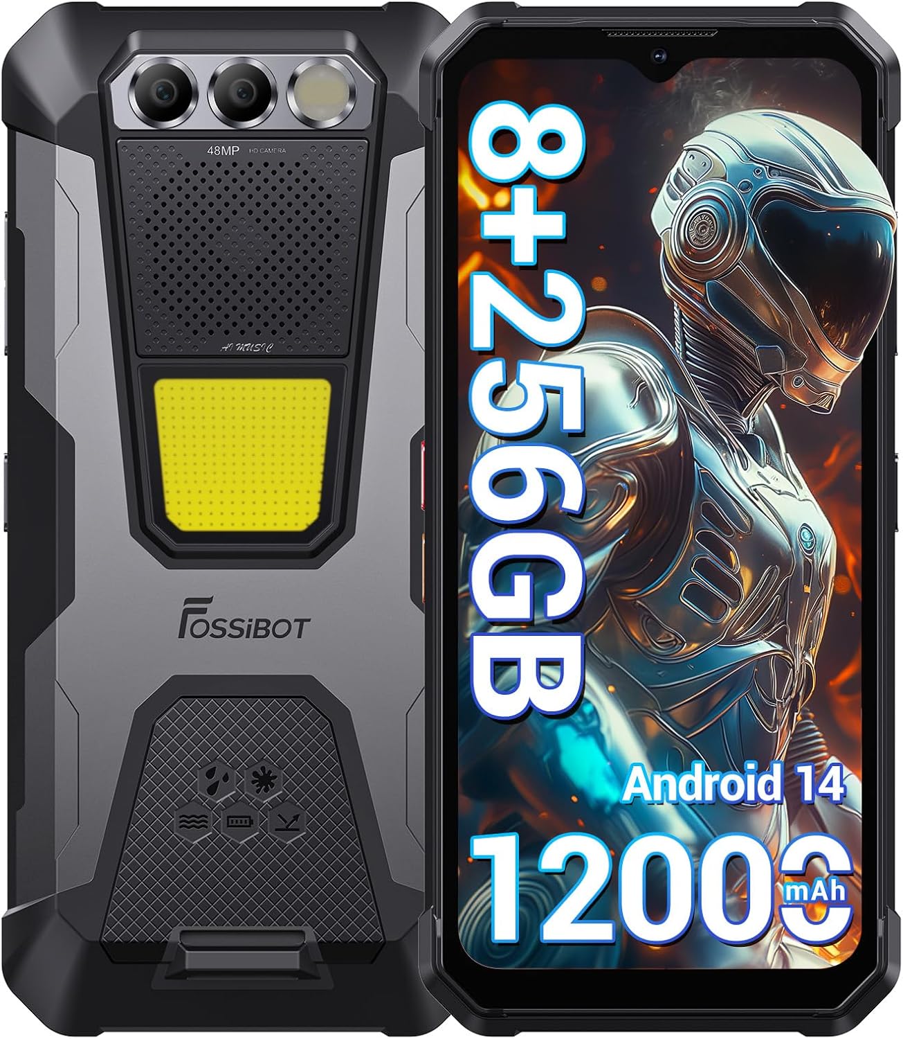 FOSSIBOT F106 Pro 4G Unlocked Rugged Phone, 15GB + 256GB Storage,12000mAh Battery 48MP Night Vision, Android 14, 110dB / Camp Light /IP68/IP69K/ 4G / Dual SIM/NFC(2025 Grey) FOSSIBOT F106 Pro 4G Unlocked Rugged Phone, 15GB + 256GB Storage,12000mAh Battery 48MP Night Vision, Android 14, 110dB / Camp Light /IP68/IP69K/ 4G / Dual SIM/NFC(2025 Grey)