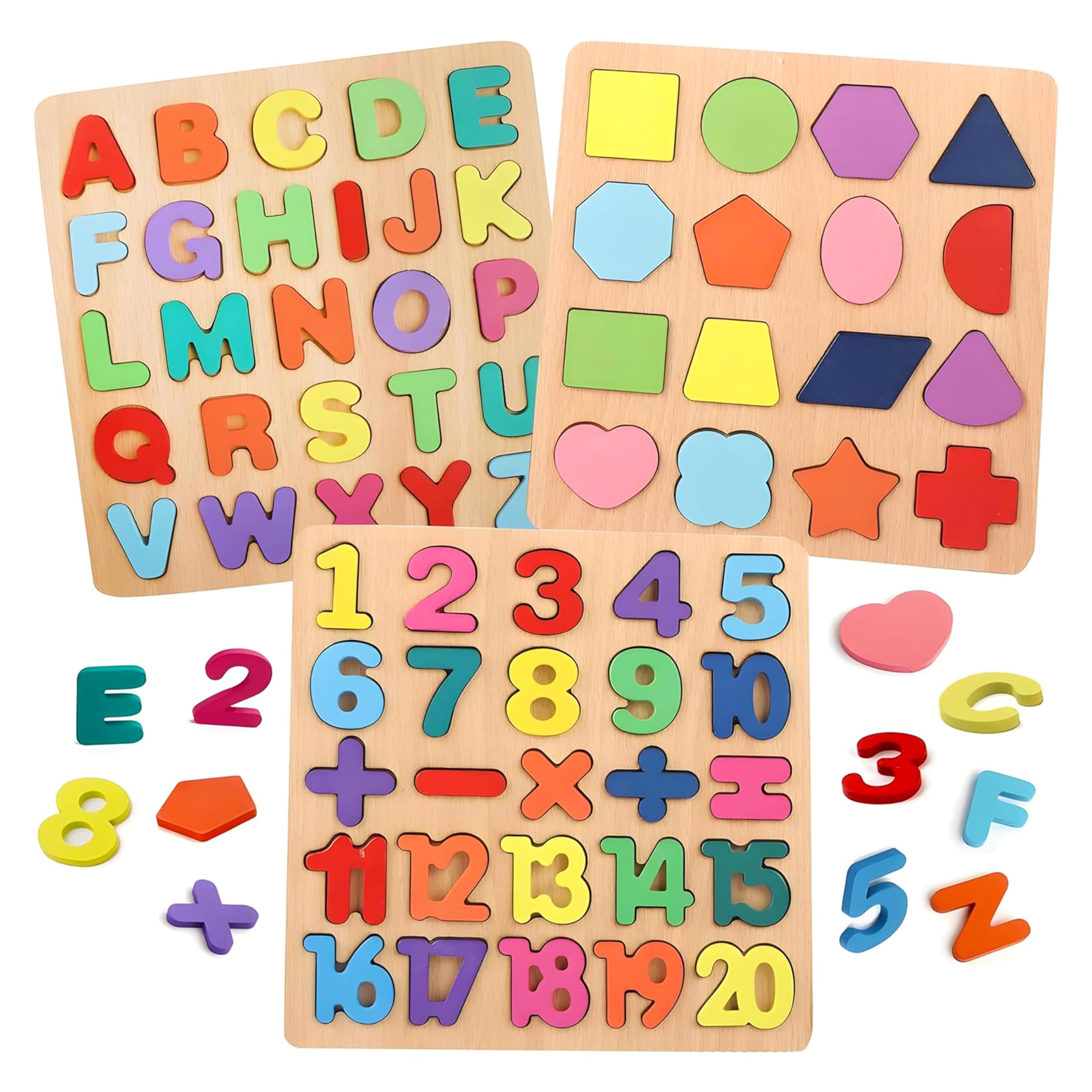 Vaan Magnus ABCD Toys for Kids, Wooden Alphabet Puzzles for Kids, Educational Activity Toys for 2-5 Years, ABCD Puzzle Set, (Alphabets, Numbers, Shapes) - Image 7 thumbnail