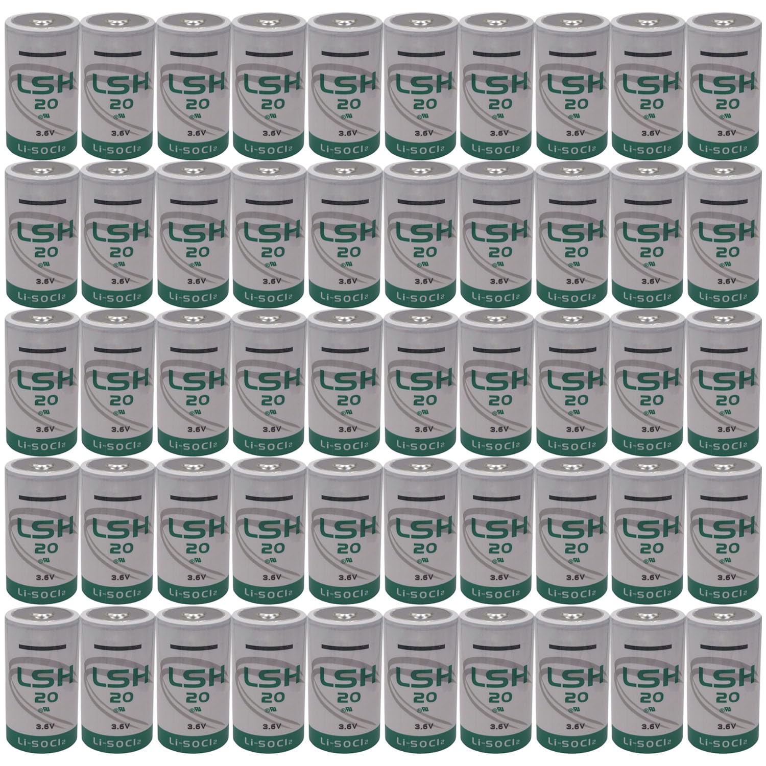 LINHUPAK (50 Pack) LSH20 3.6V D 13000 mAh Lithium Thionyl Chloride Battery for Alarm Systems GPS Systems Battery Non-Rechargeable