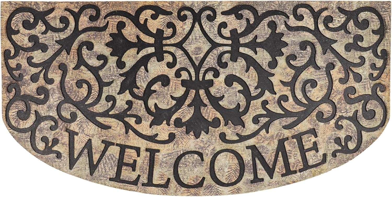 large 43"x 22" heavy duty welcome mats outdoor with non-slip rubber backing - durable outdoor door mat for front door entrance, garage, patio & high traffic areas?welcome mat style 2?