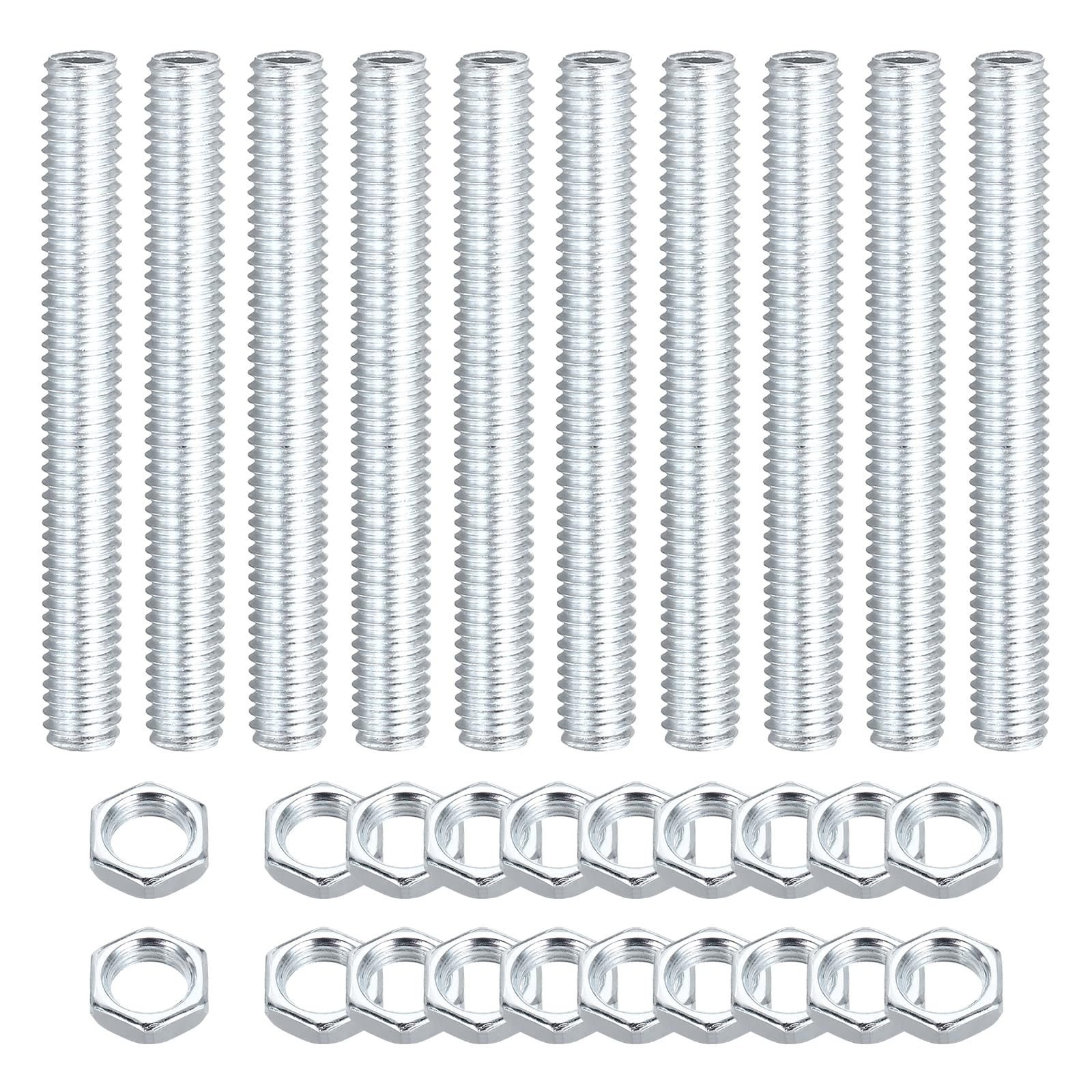 sourcing map Lamp Pipe Nipples Kit with Lock Nuts M6x1 10Pcs 50mm โ image 1