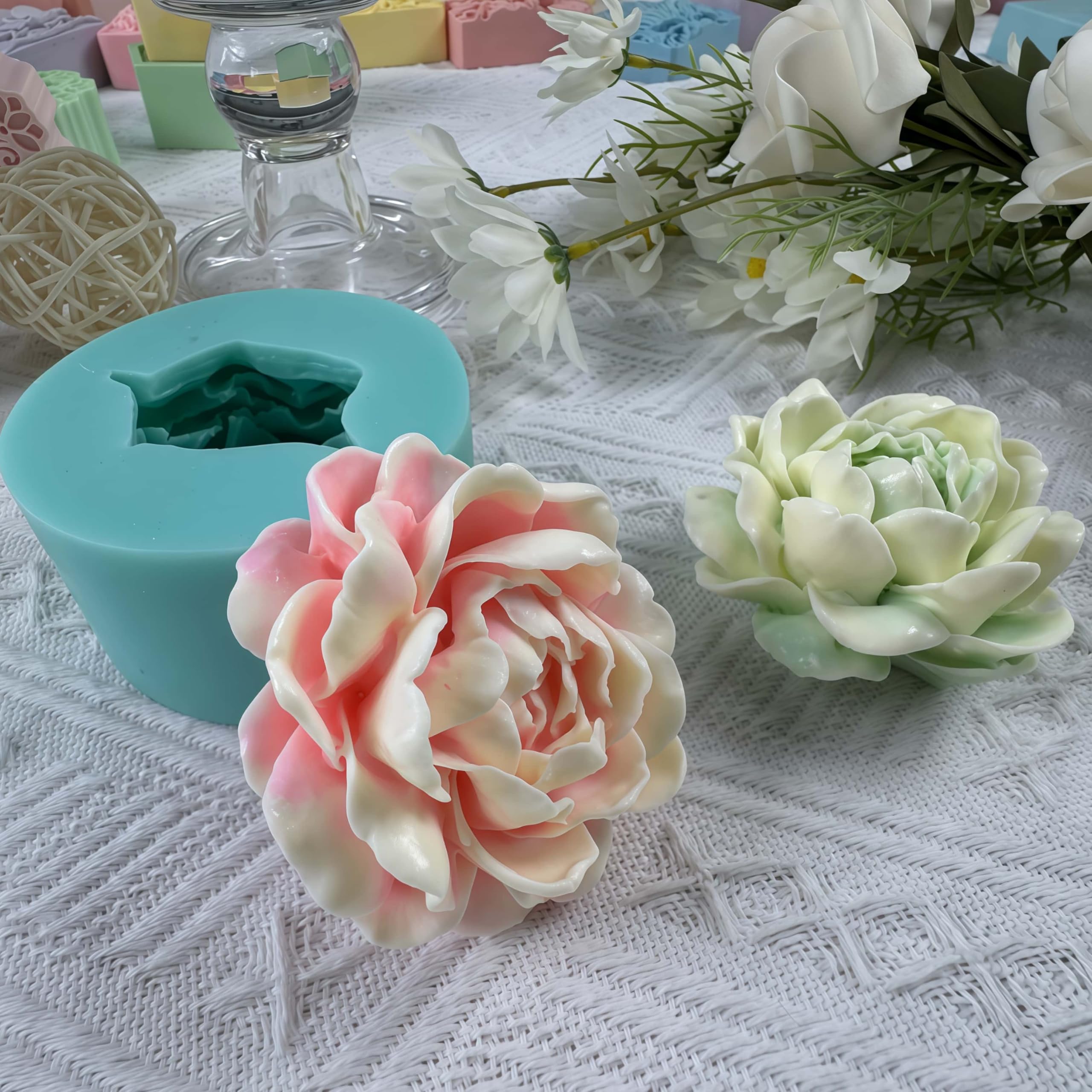 Molde de silicona 3D con diseño de flor de jazmín para mousse, jabón, vela, cera perfumada, chocolate, gelatina, hielo, azúcar, yeso aromático, resina epoxi