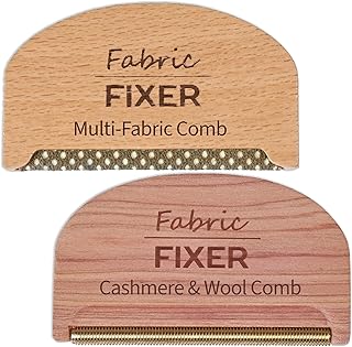 Cashmere Pill Remover Comb & Multi Fabric Shaver Depilling Sweater Fuzz Comb Set (Cedar & Beech Wood) Wool Pilling Remover for Delicate Clothing Fabrics, Furniture, Pillows, Sheets by Fabric Fixer