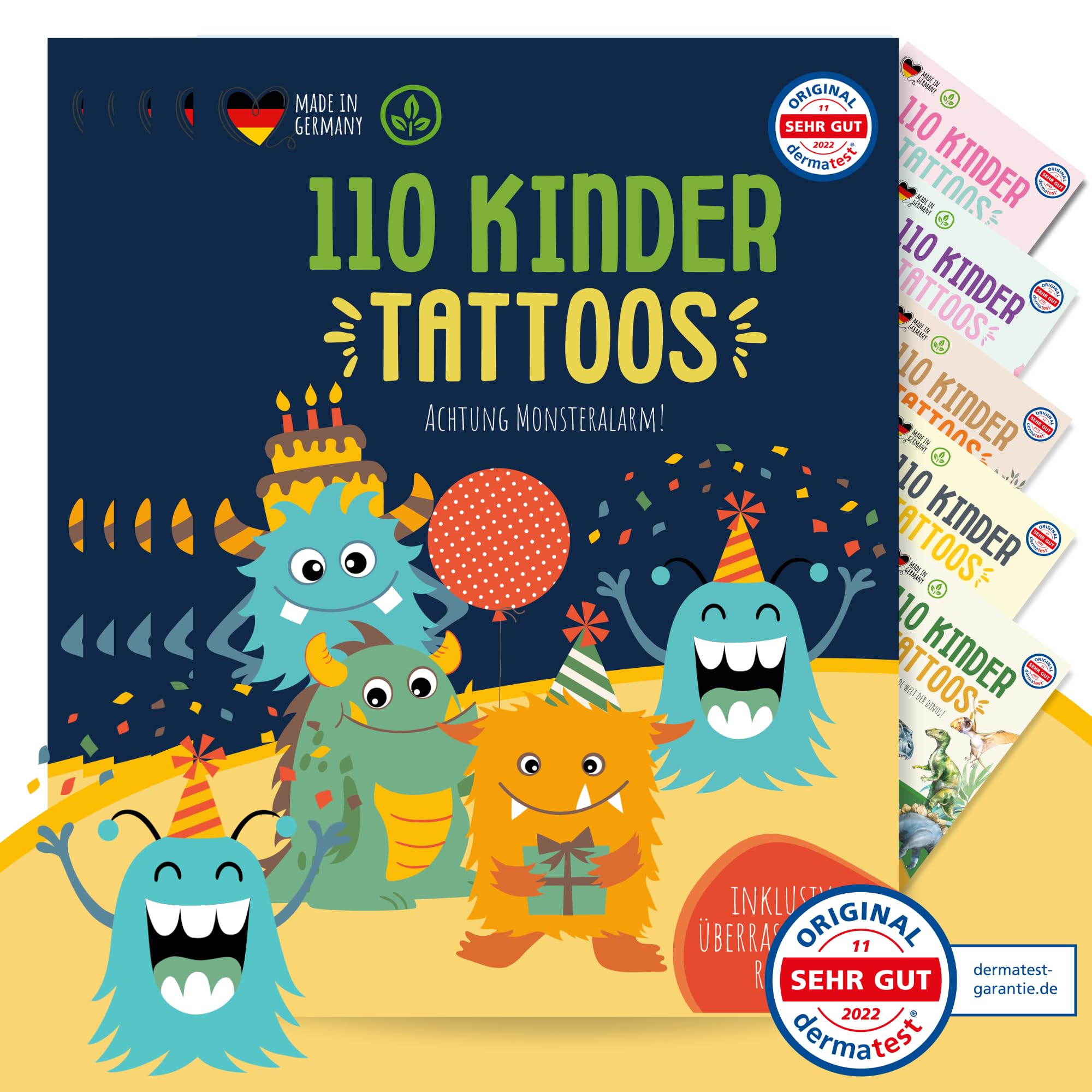 MeinBaby123 550 hautfreundliche Kinder Tattoos mit MOnstern, Monster Tattoo Kinder, Kindertattoos zum Aufkleben, vegan & made in Germany (5x Monster)