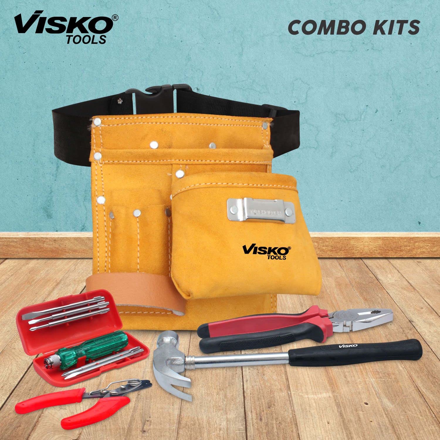 VISKO 824 Hand Tool Set of 10 Pcs With Tool Bag | Plier | Cutting Plier | Hammer | 6Pc Screwdrivers | Hand Tool Kit | Home appliances | Electric Items | Multicolor | 4