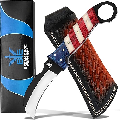 Cuchillo de acero hecho a mano con funda de cuero, cuchillo utilitario resistente, cuchillo de electricista para desollar alambre para profesional