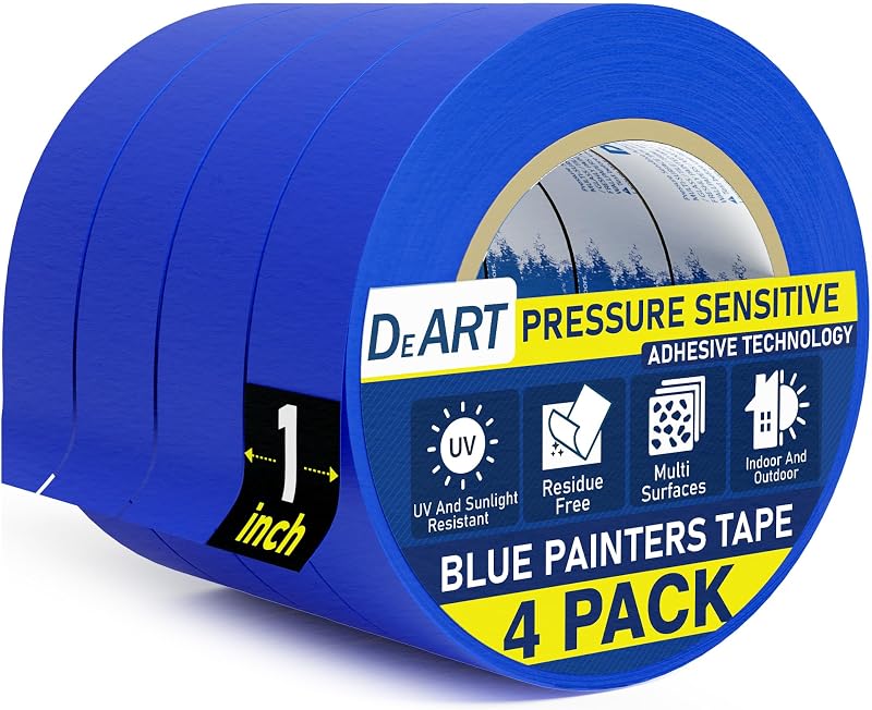 Cinta de pintor de colores, paquete de 12, 8 o 6, 1 pulgada o 0,6 pulgadas para manualidades, suministros de arte, cinta de pizarra blanca, cinta de borrado en seco para niños, cinta de pintura, sin residuos, fácil eliminación (4, 1 pulgada)