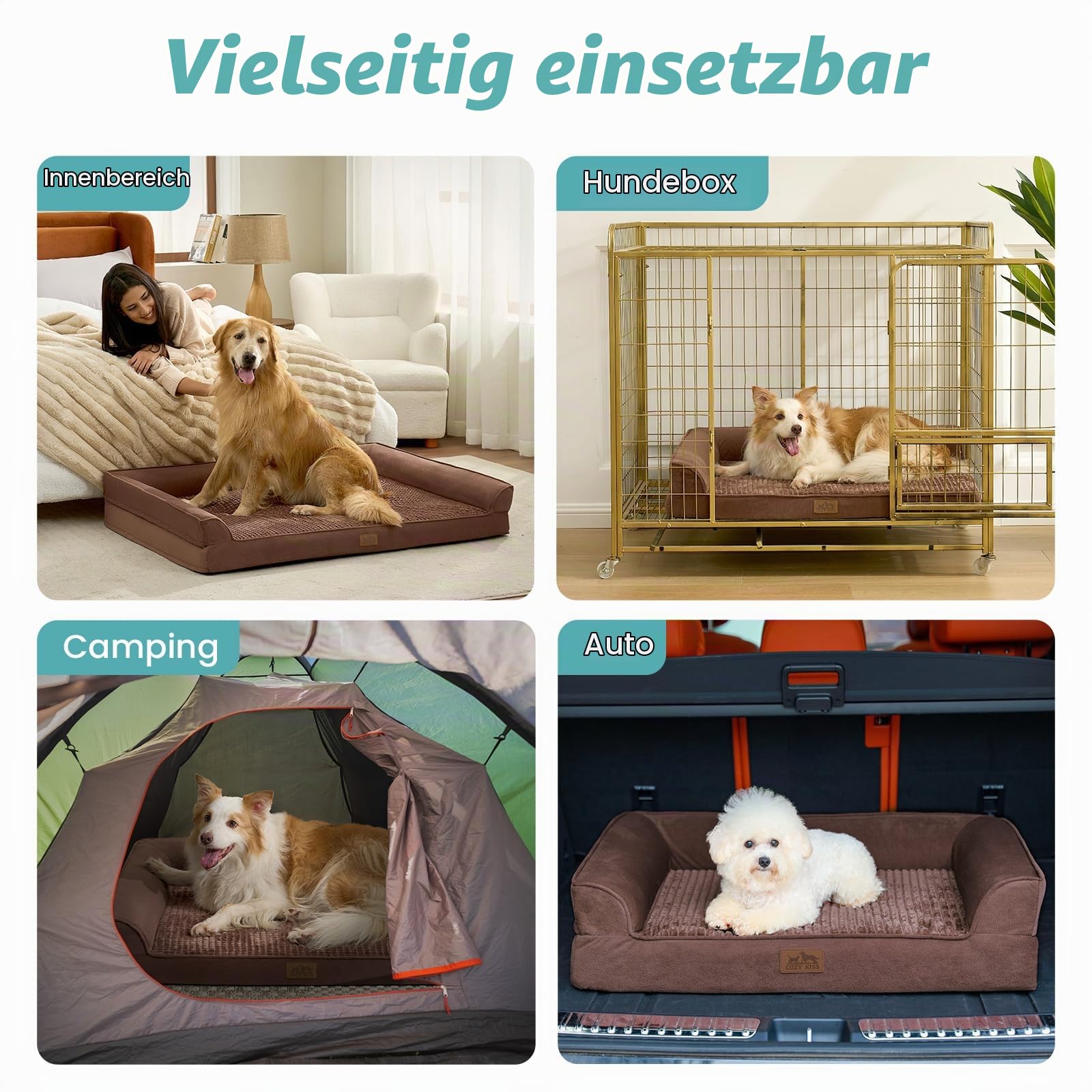 COZY KISS Orthopädisches Hundebett für große Hunde, waschbares Hundesofa, groß, (Braun, XL(44 * 32 * 7inch)-U)