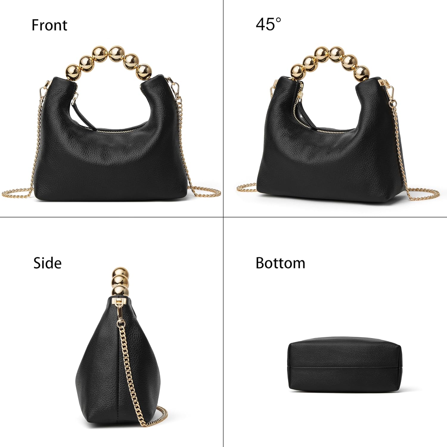 DORIS&JACKY Small Top Handle Clutch Bag for Women Designer Crossbody Purse With Pearl Tote Handle and Chain Strap - Image 7