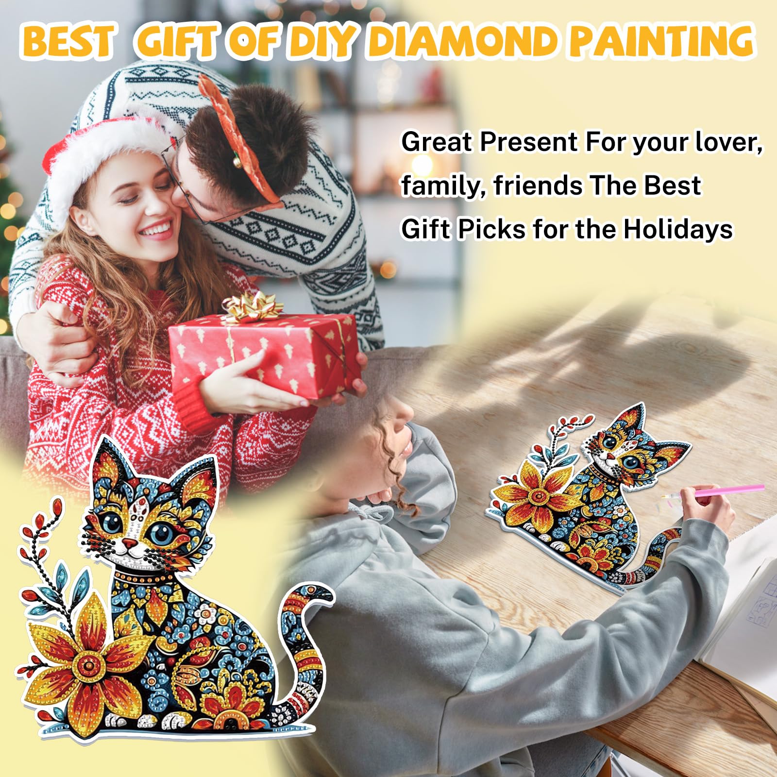 Lxmsja 5d Chat Diamond Painting Pendentif avec Chaîne, Kit Diamond Painting Fleur Adulte Enfant, DIY Diamant Couronne Porte Exterieur Jardin Maison Cadeaux Décoration d'Halloween Lxmsja 5d Chat Diamond Painting Pendentif avec Chaîne, Kit Diamond Painting Fleur Adulte Enfant, DIY Diamant Couronne Porte Exterieur Jardin Maison Cadeaux Décoration d'Halloween