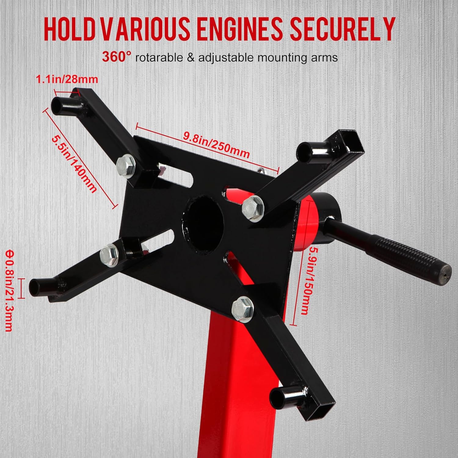 Engine Stand 1250 lbs Auto Repair Rebuild Steel Engine Stand Rotating Engine Motor Stand with 360° Adjustable Head 5-Caste rfor Vehicle Maintenance (1250 lb)