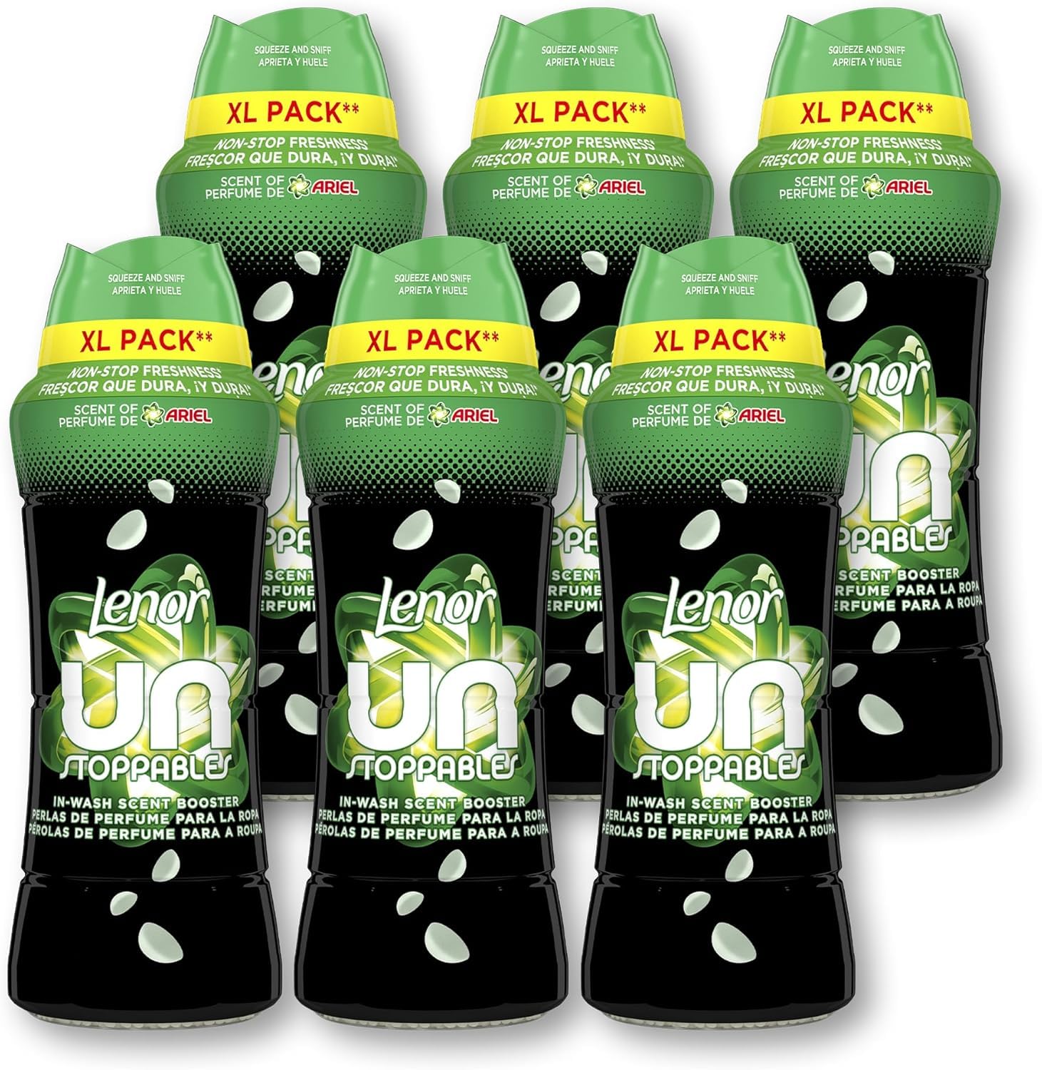 Lenor Instoppables Scent of Ariel 6x495g, Les perles parfumées assurent une fraîcheur durable jusqu"au prochain lavage