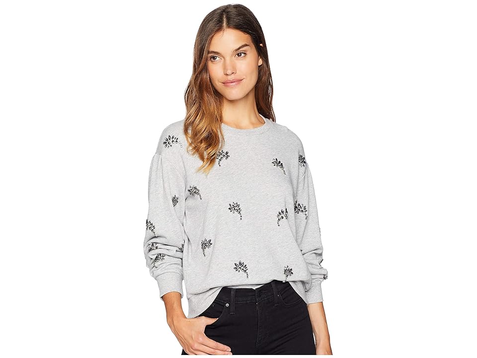 

Juicy Couture Track Terry Embossed Pullover (Heather Cozy) Women's Clothing, Gray
