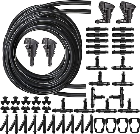 Kit Tubo Lavavetri Per Auto | 2 Tubi Da 2 Metri + 30 Connettori | Universale Per Maggior Parte Delle Auto