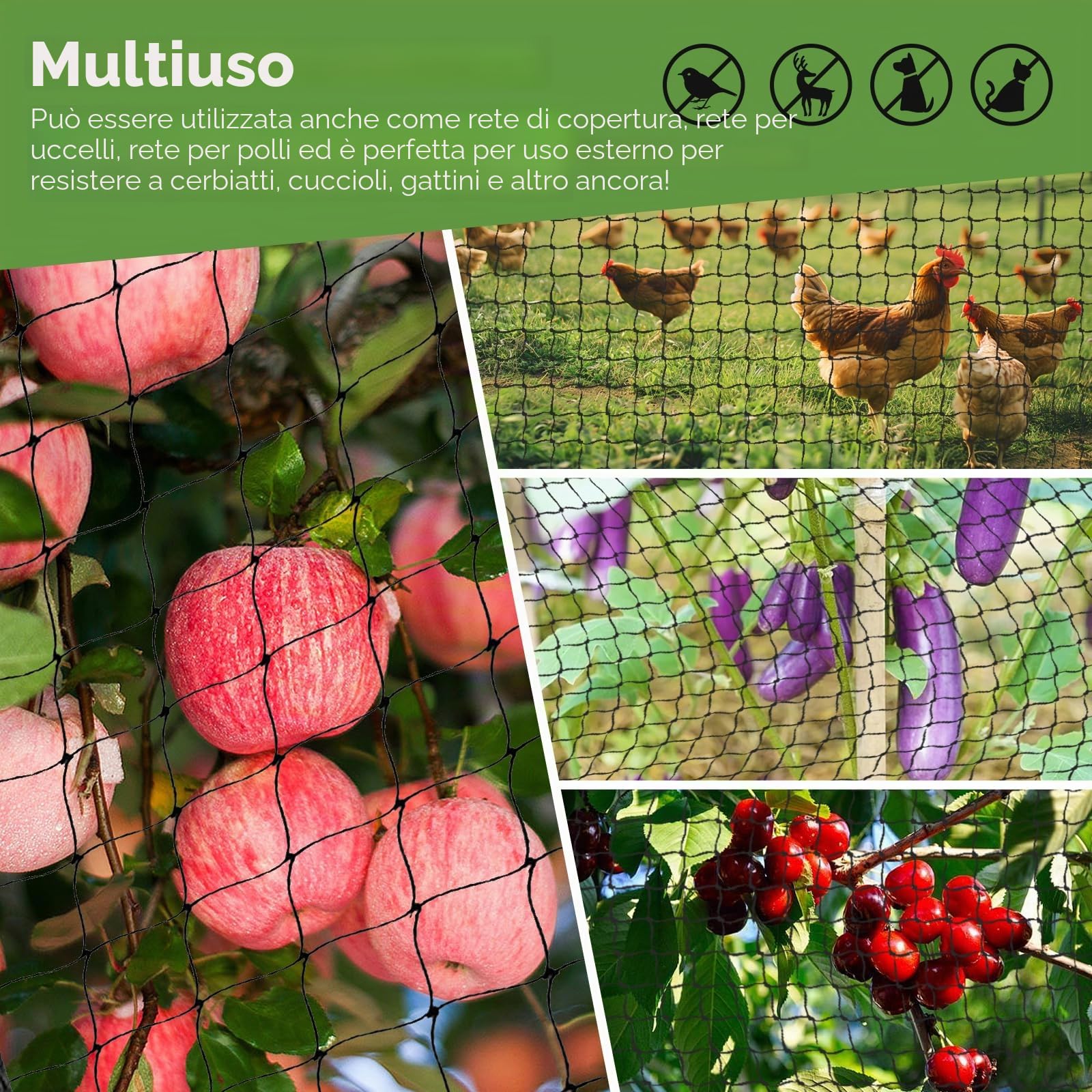 10 m x 10 m Rete Anti Piccioni, Rete Anti Uccelli Nero, Rete Giardino, per Giardino, Voliere, Protezione per Laghetto -Proteggere Piante, Frutta, Fiori, Alberi (Maglia da 2.5 X 2.5cm)