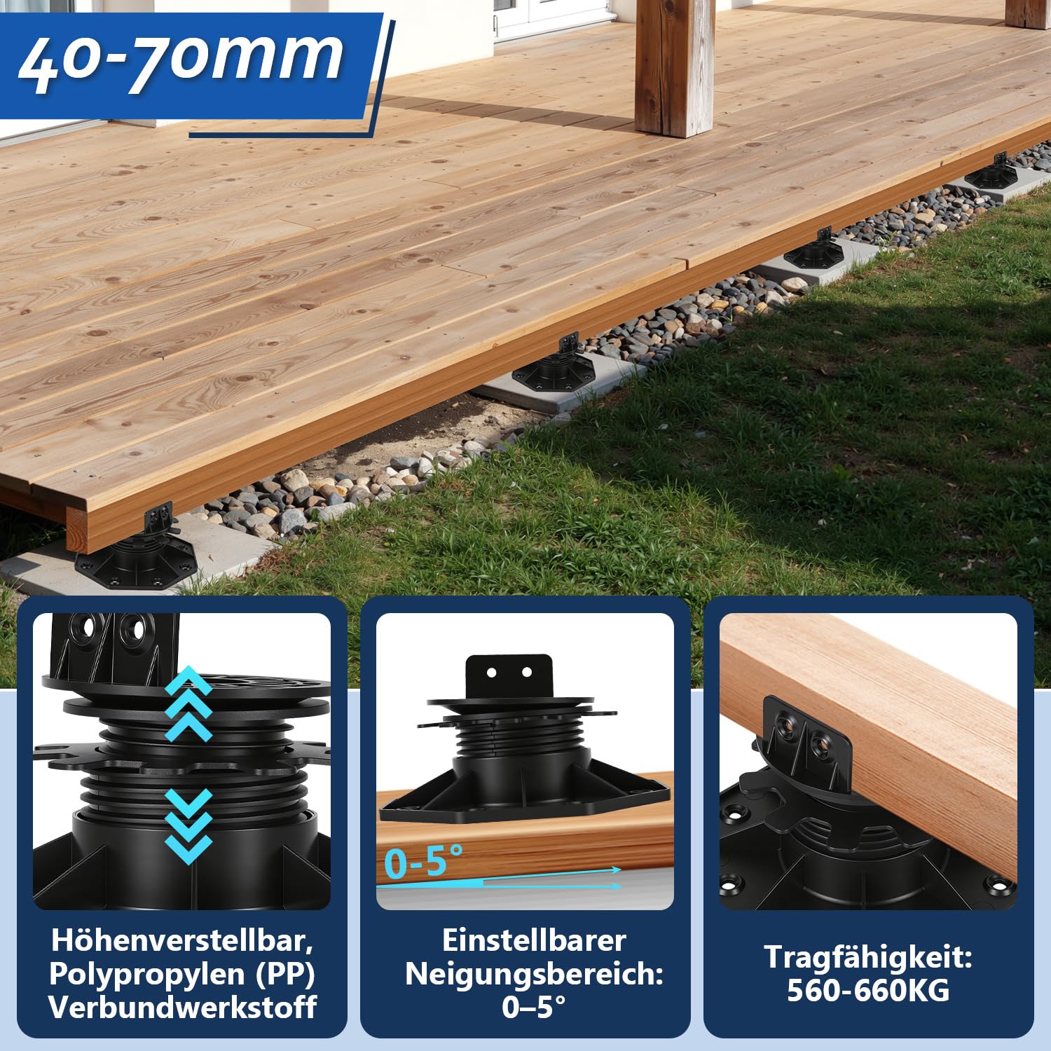 20 sztuk łożysk szczękowych, regulowany zakres nachylenia, nóżki 40-70 mm, łożyska tarasowe, płyty tarasowe do desek tarasowych, konstrukcji podstawy, WPC, regulowane nóżki