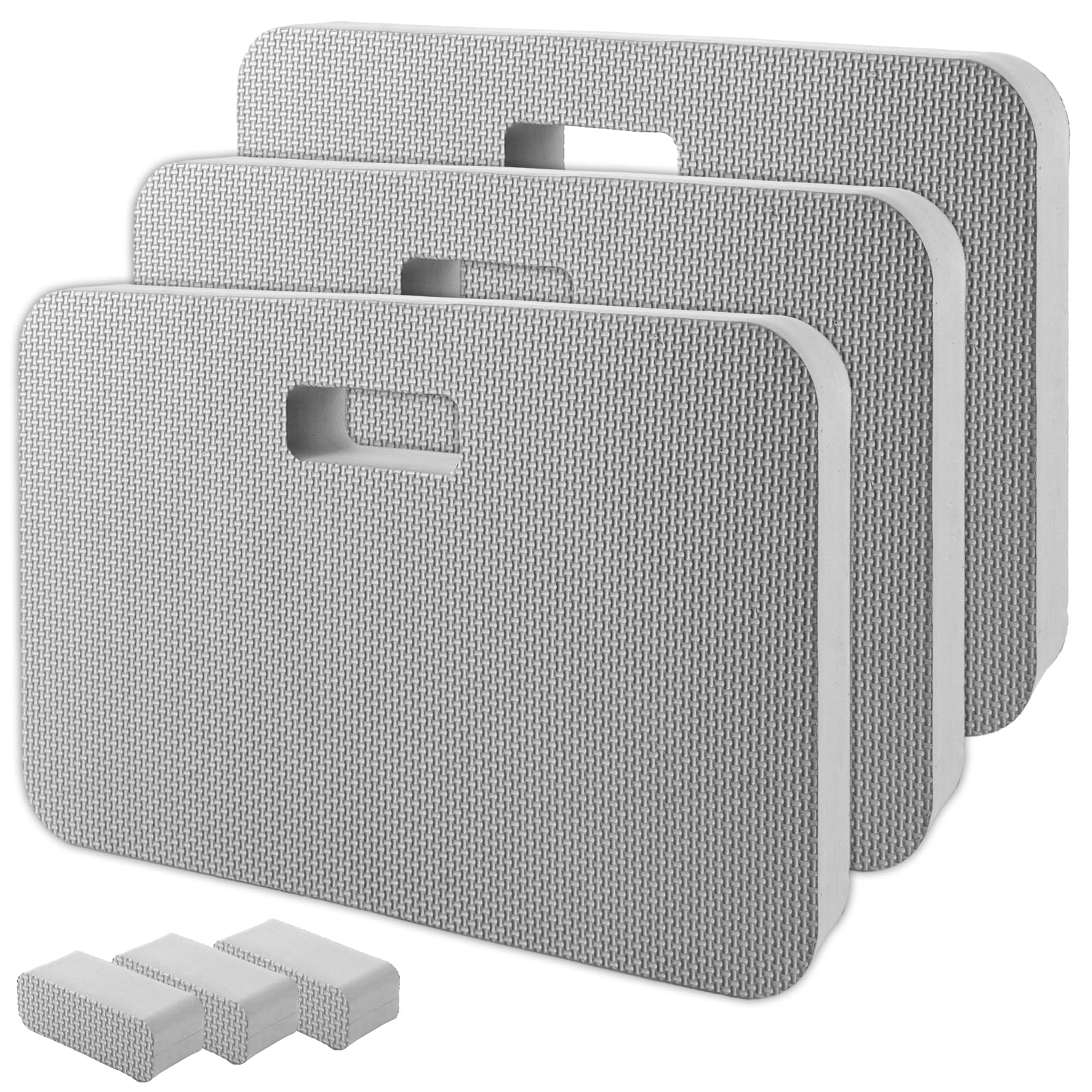 APACALI Lot de 3 coussins pour genoux de jardin, gris, 43 x 28 x 4 cm, épais, imperméables, multi-usages pour le travail, le yoga, le jardinage, le bain de bébé