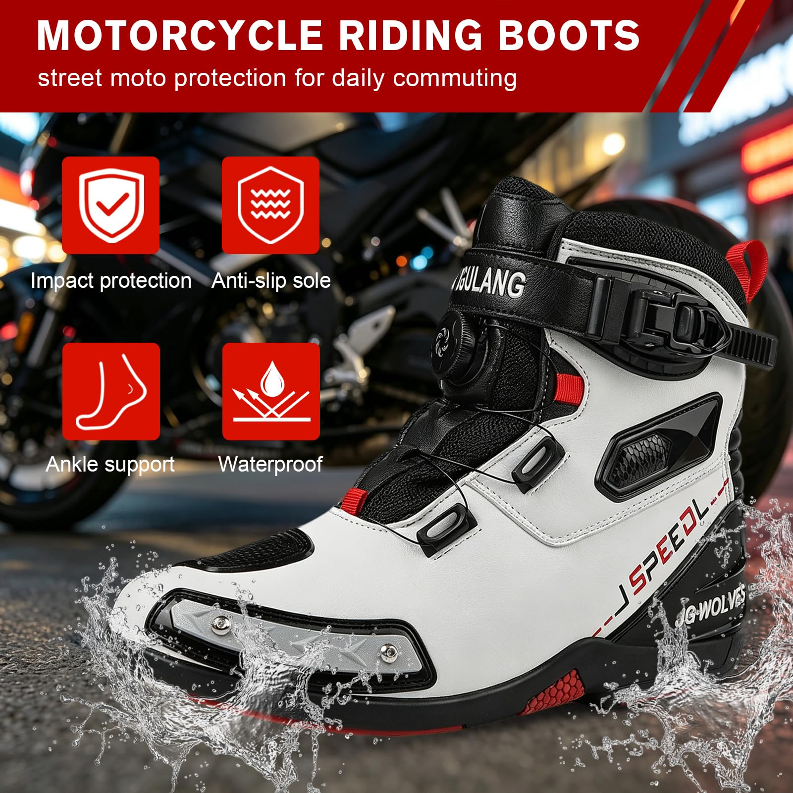 Buty motocyklowe, odporne na upadki, buty motocyklowe ze wzmocnioną podkładką zmiany biegów