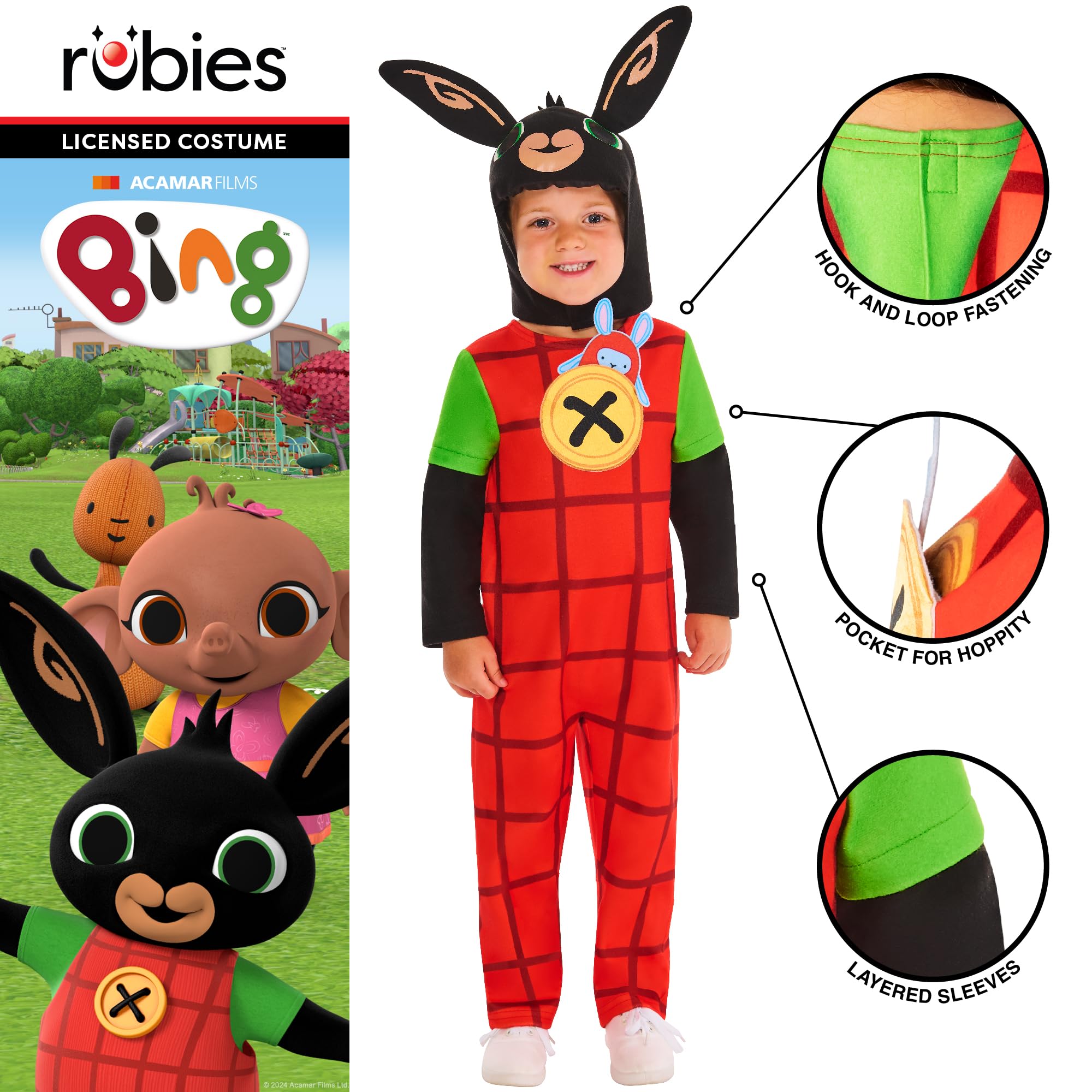 Rubies Official Bing Deluxe Child Costume, Kids Fancy Dress, Size Ages 3-4 Years Halloween, Mulicolour - Image 4