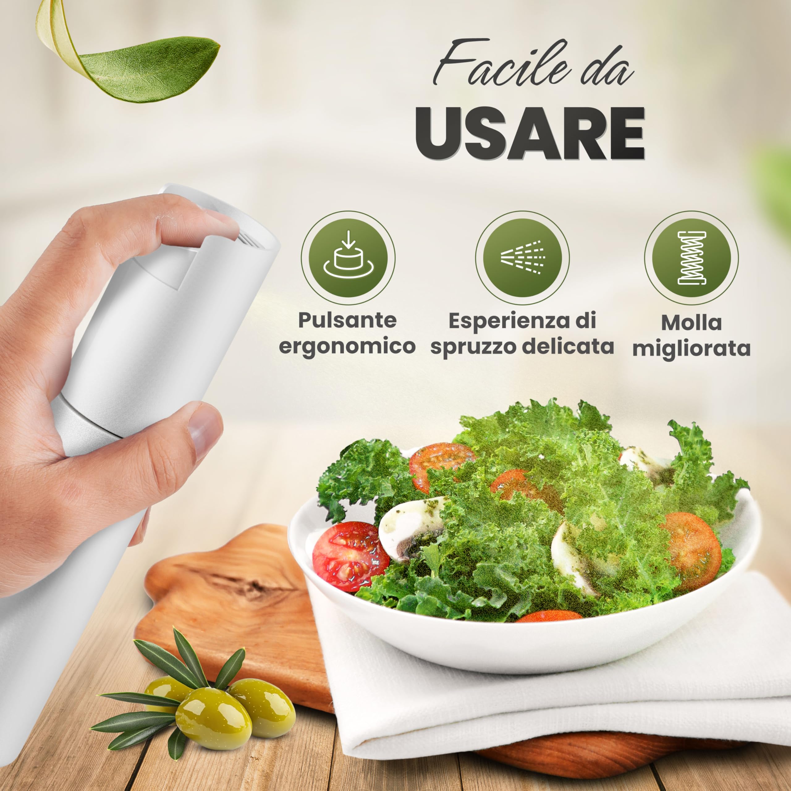Leisure Life® | NUOVO: Spruzzatore d’olio 2.0 – Acciaio inox 100 ml | Protezione UV, senza BPA, lavabile in lavastoviglie | nebulizzazione fine | per cucina, griglia & friggitrice ad aria