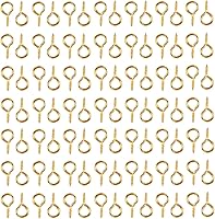 Vista 8 de 100 ganchos pequeños de ojo de tornillo para manualidades de bricolaje, 0.236 x 0.512 in (bronce antiguo)