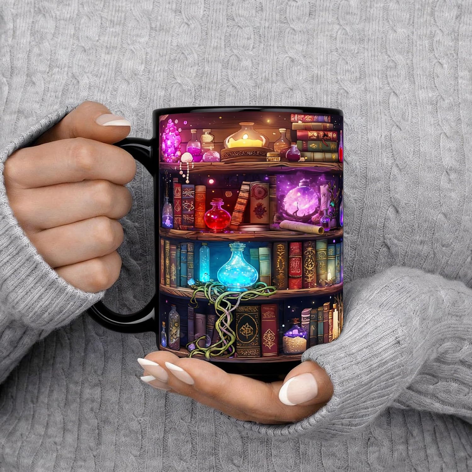 Magic Book Mug Gifts for Book Lovers, Reading mug Gift for Women Readers Librarians, Fantasy Fans, Bookworm gift for Writers on Birthday, Novelty library Coffee mugs, Funny Bookish mug gifts(15oz)-14