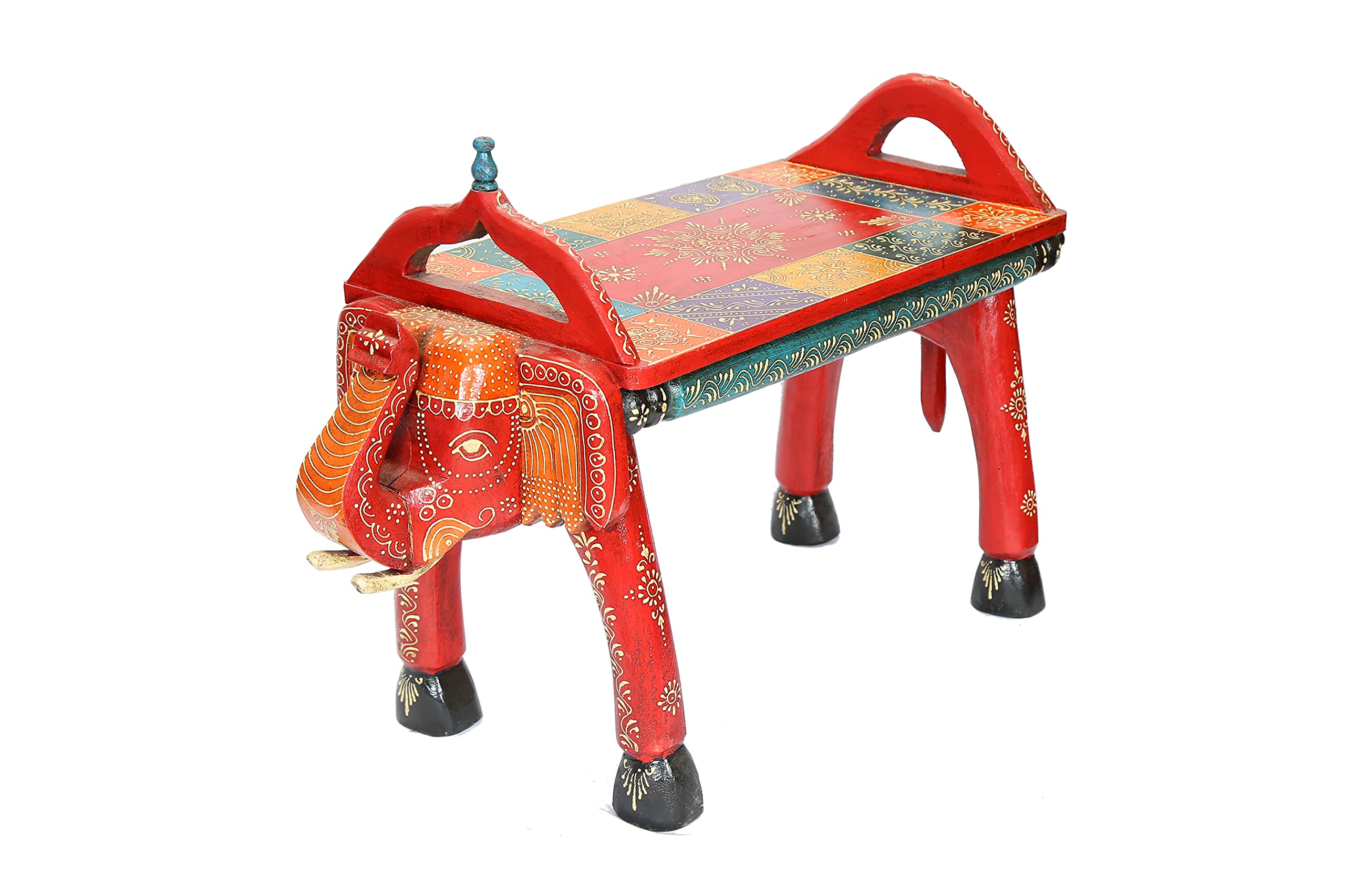 Beautiful decorative ethnic Premium Quality Wooden Decorative,Rajastani Hand Painted ELEPHANT STOOL | Rajasthani Home Decor Handicrafts | Home Decorative Items in Living Room, Bedroom
