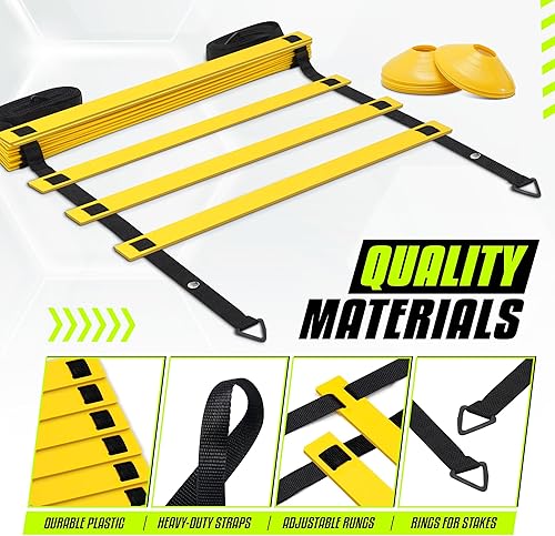 Miniatura 3 de Yes4All Ultimate Combo Agility Ladder Training Set with Agility Ladder 12 Rungs  12 Agility Cones Agility Combo Speed Ladder and Balance Training