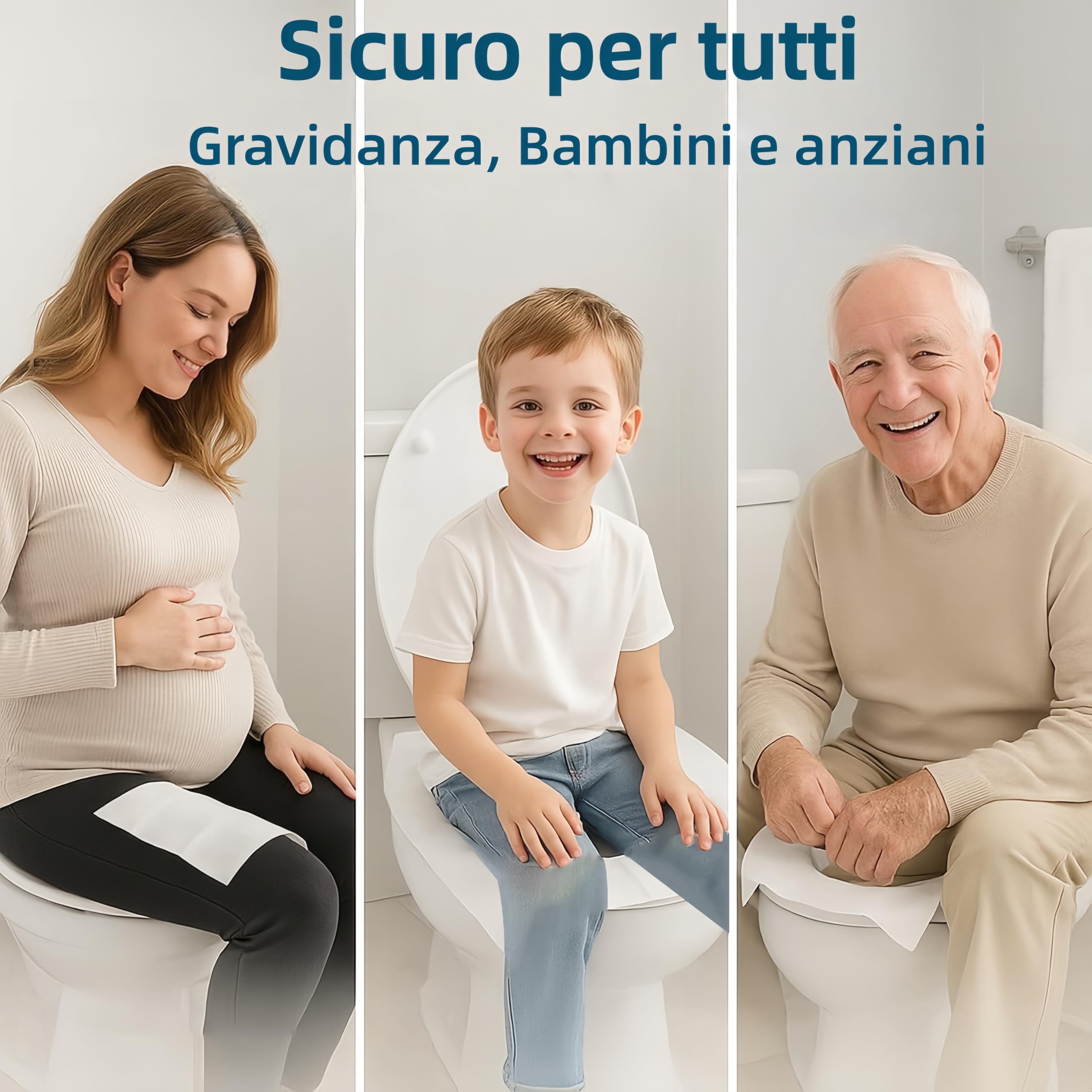 Copriwater Usa e Getta Igienici Monouso 60 Pezzi Biodegradabili per Adulti e Bambini