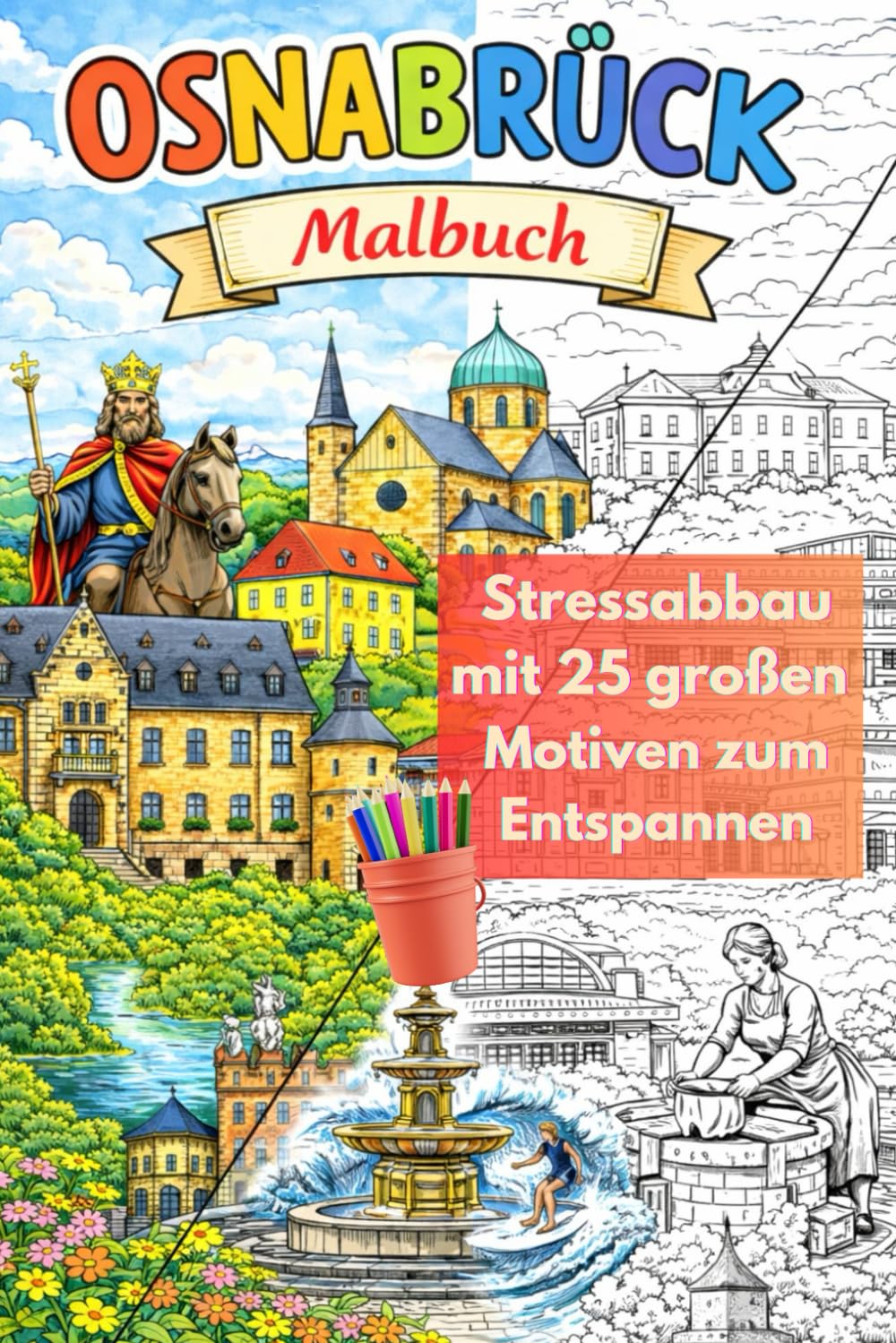 Malbuch Osnabrück für Erwachsene Städtemalbuch Deutschland mit detailreichen Motiven – Reise, Achtsamkeit & Stressabbau | Hygge Geschenkidee für ... |Entspannen mit liebevollen grossen Motiven