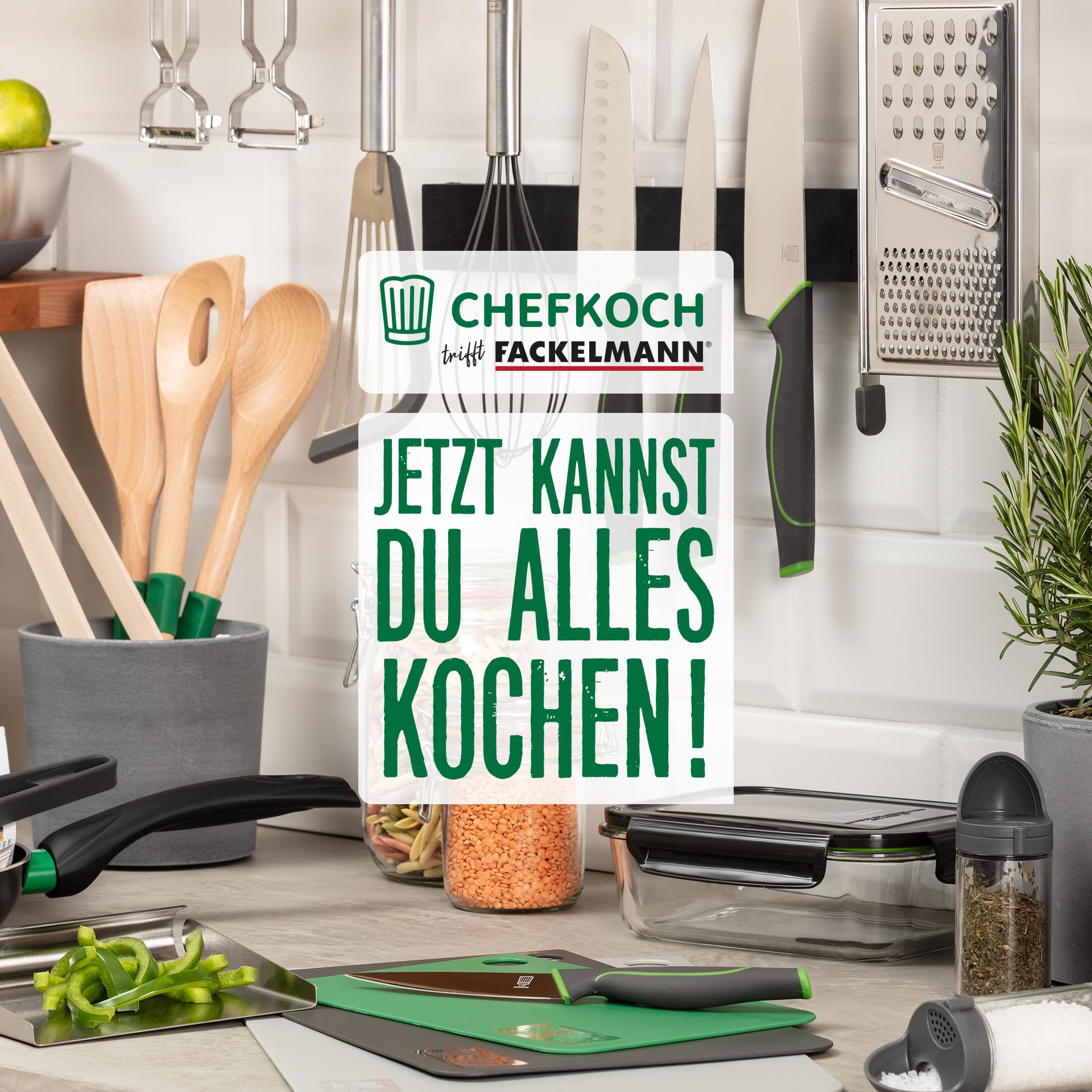FACKELMANN Chefkoch 8er Set Vorratsdosen – Ideal für Mealprep – 1050ml Borosit-Glas mit Kunststoffdeckel – Mikrowellen- & ofengeeignet – Auslaufsicher und luftdicht
