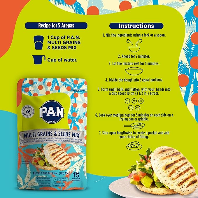 Harina P.A.N. Multi Grains & Seeds Mix Pre-cocida Sin Gluten, 16 oz (Paq. 6) miniatura 6